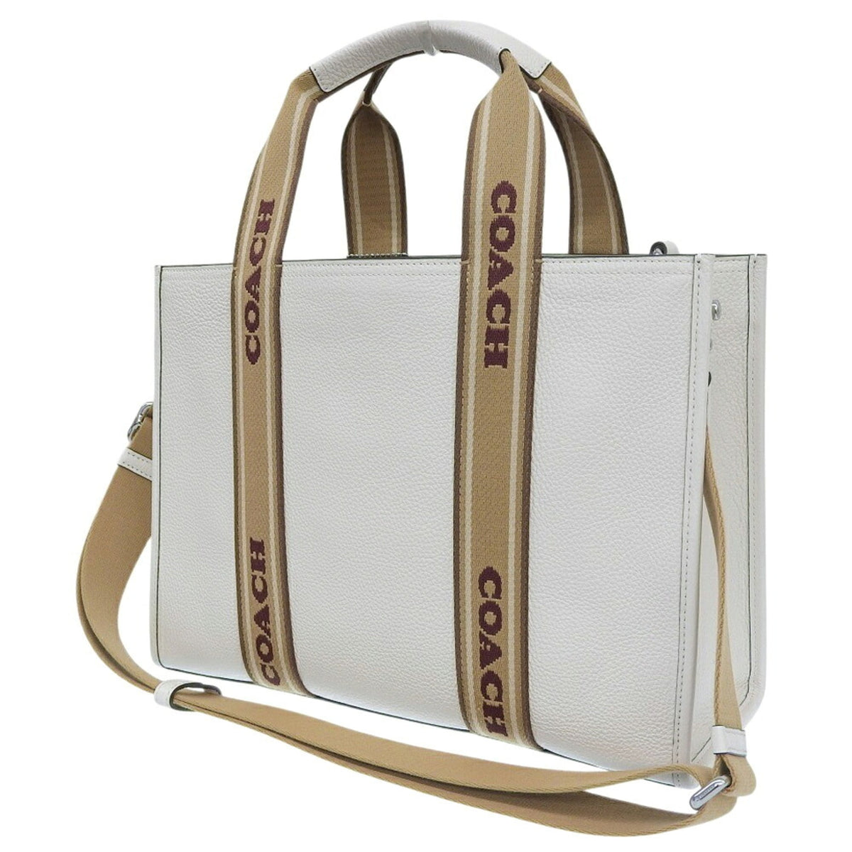 Coach Brown Ivory Leather Canvas Handbag Shoulder Bag (Pre-Owned)
