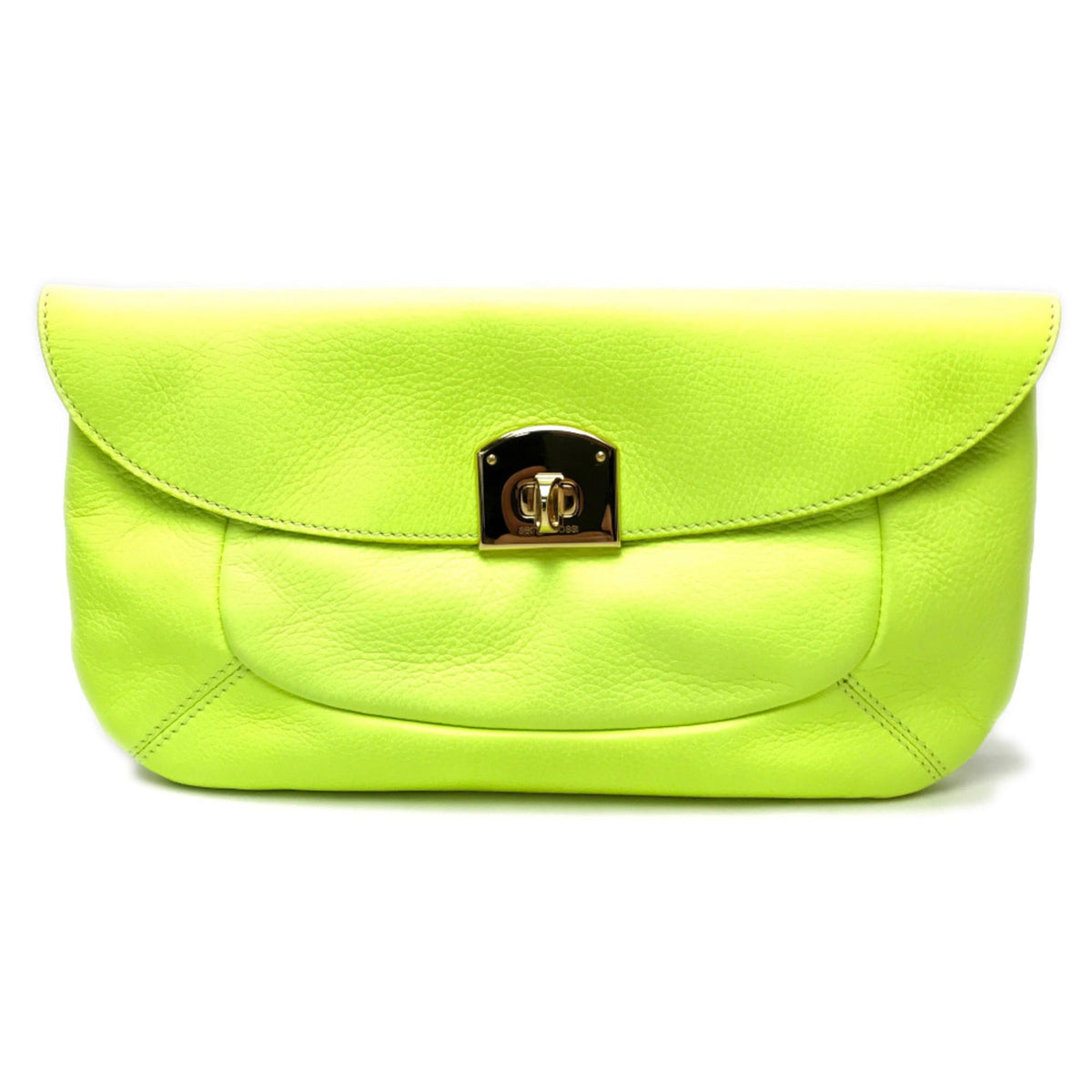Sergio Rossi Fluorescent Yellow Leather Clutch Bag (Pre-Owned)