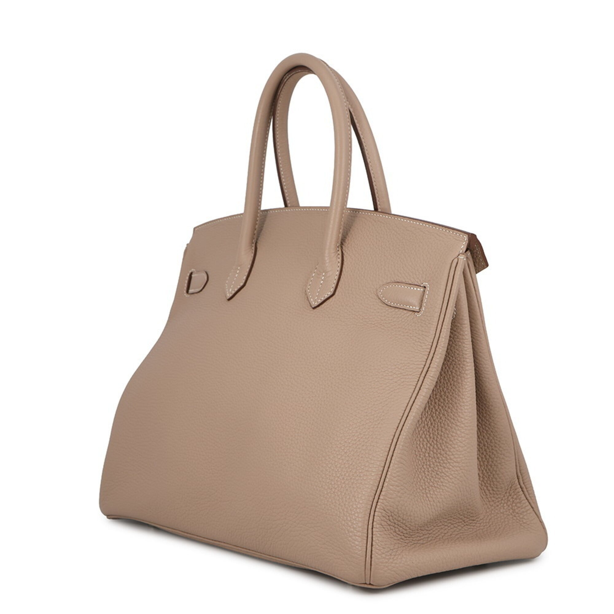 Hermes Birkin Argile Taurillon Clemence Leather Handbag (Pre-Owned)