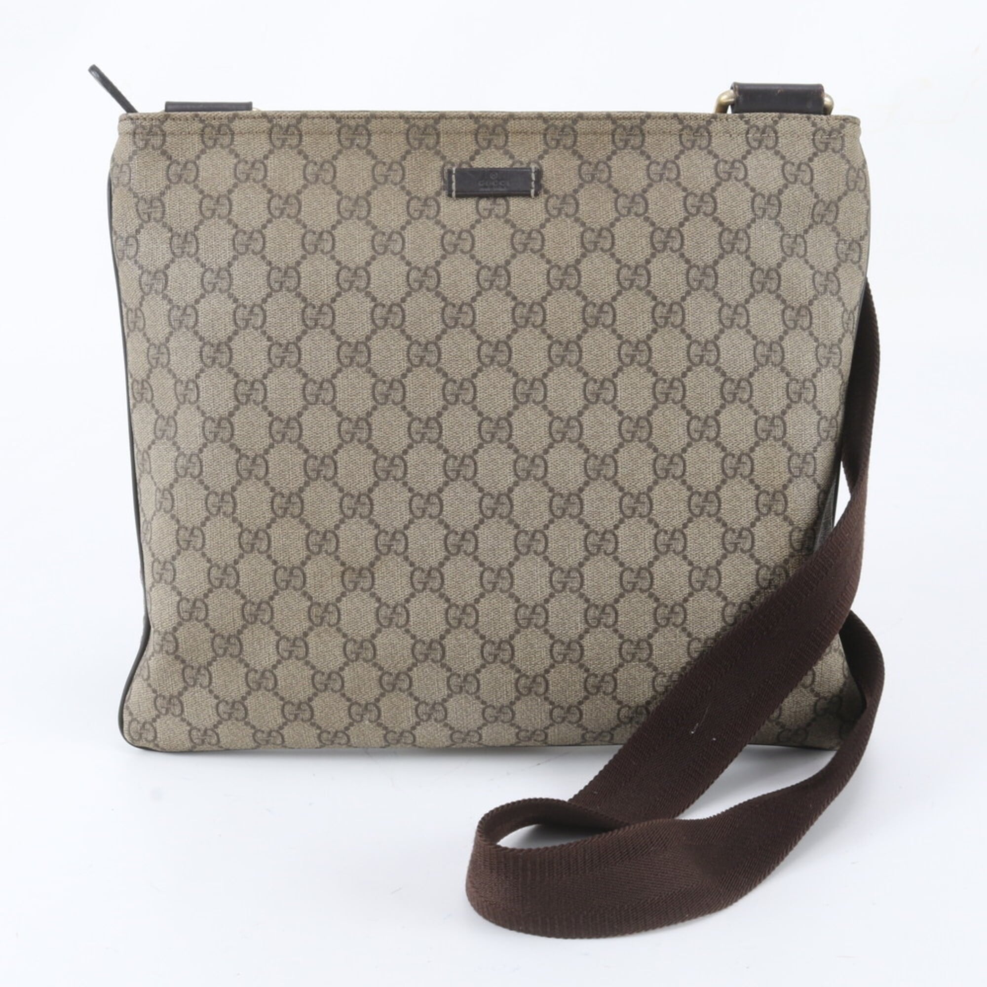 Gucci Brown Leather Coated Canvas Shoulder Bag Tote Bag (Pre-Owned)