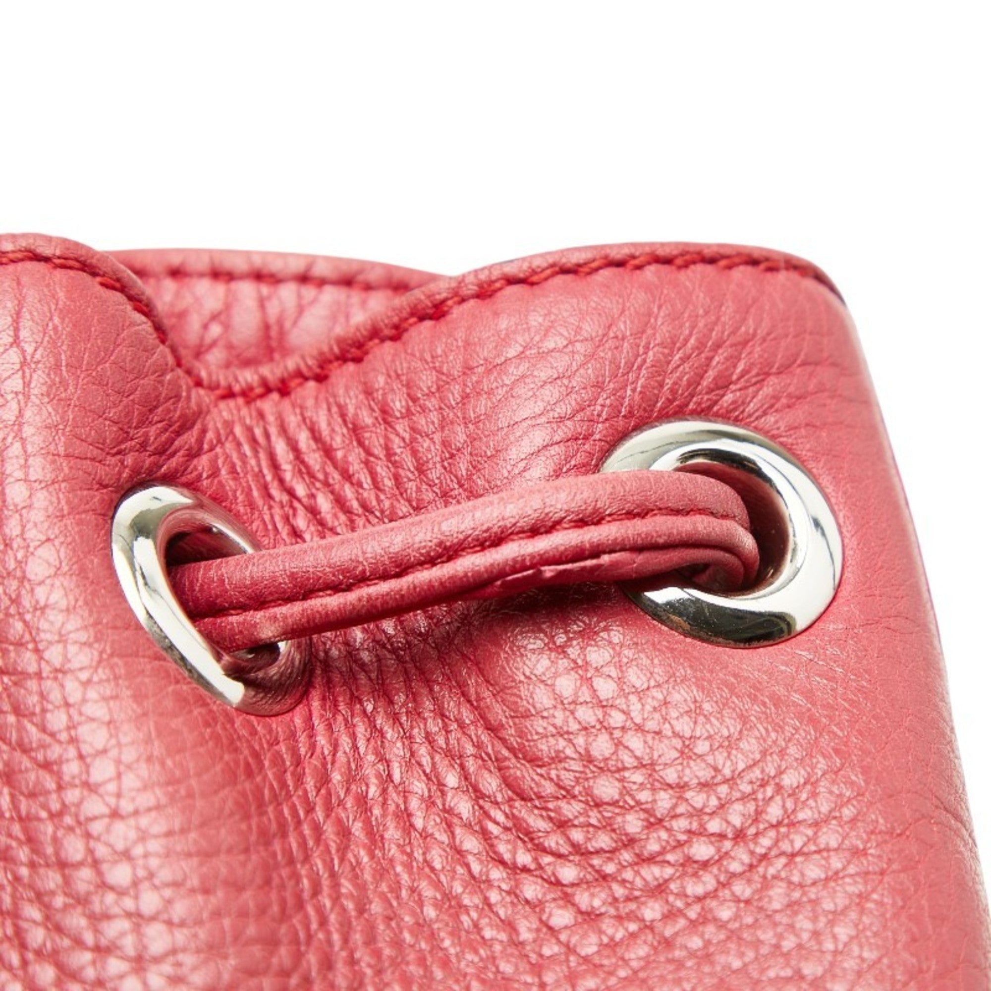 Gucci Red Color Leather Backpack (Pre-Owned)
