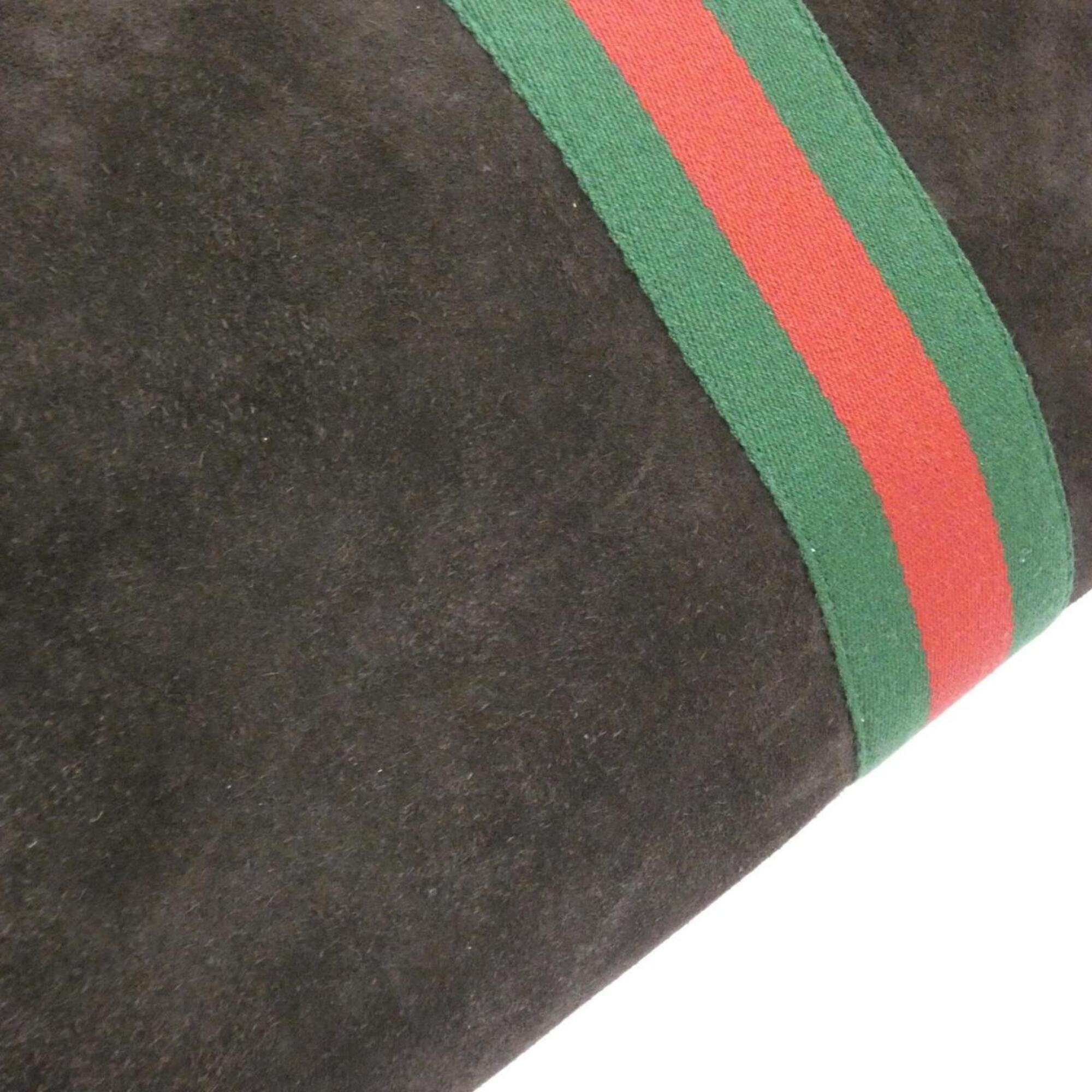 Gucci Dark Brown Suede Leather Boston Bag (Pre-Owned)