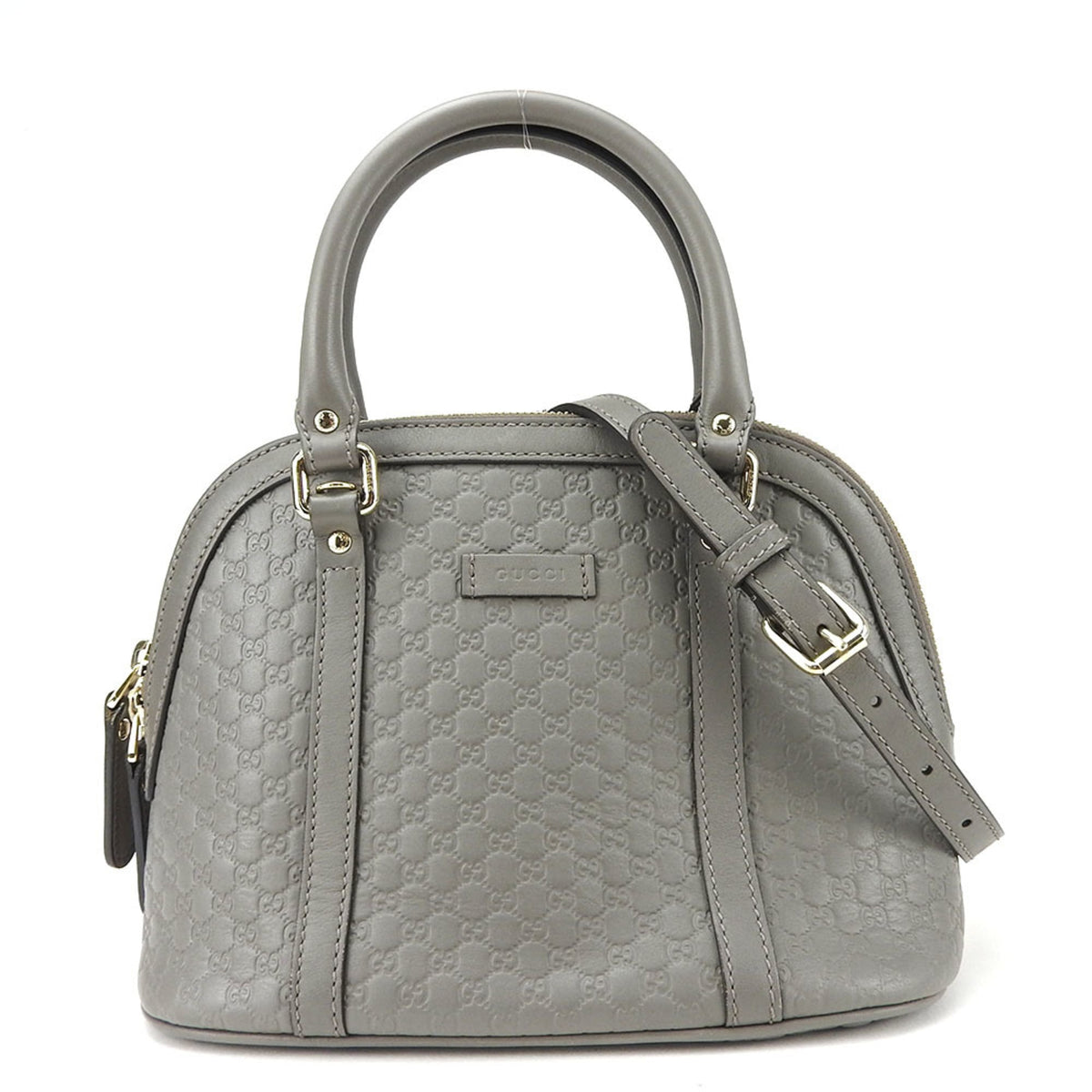 Gucci Gray Leather Handbag Shoulder Bag (Pre-Owned)