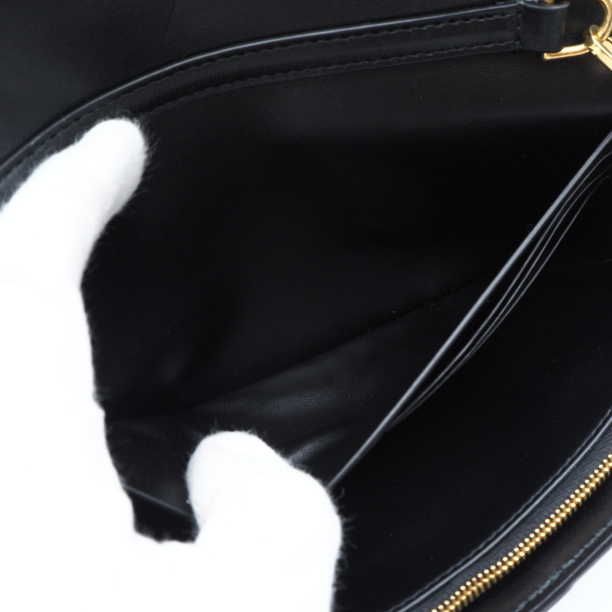 Bottega Veneta Black Leather Chain/Shoulder Wallet (Pre-Owned)