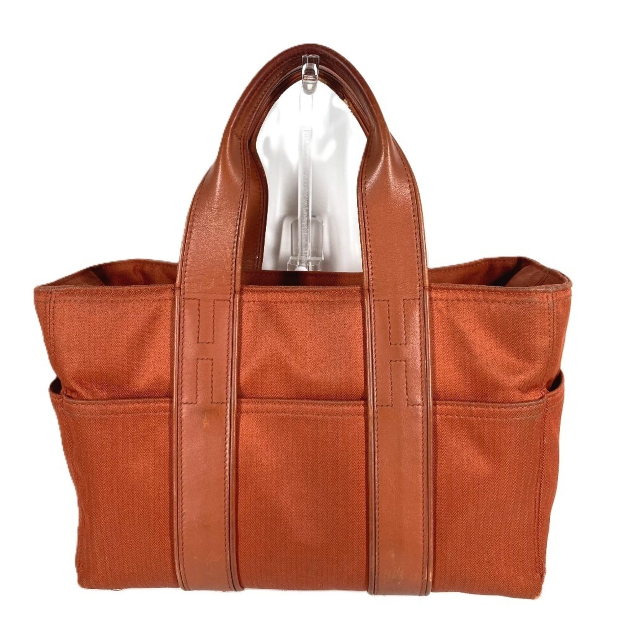 Hermes Orange Cotton Handbag Tote Bag (Pre-Owned)