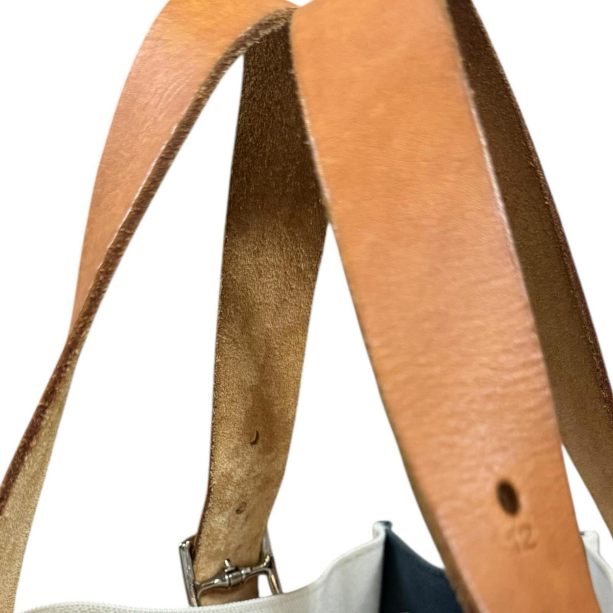 Hermes Navy White Canvas Shoulder Bag (Pre-Owned)