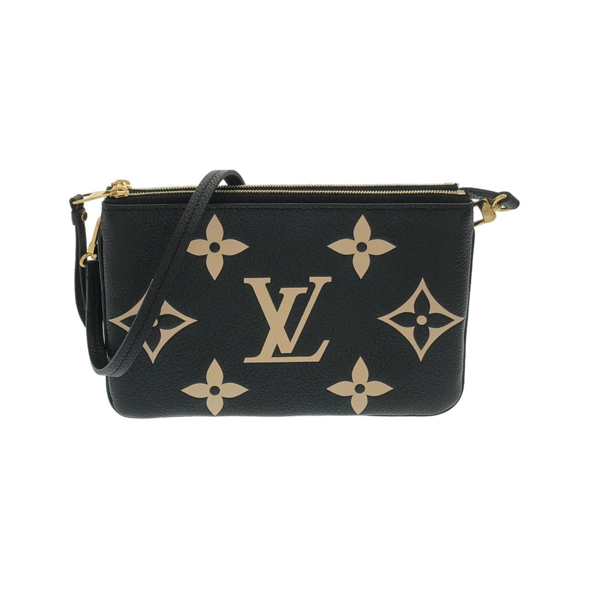 Louis Vuitton Beige Black Leather Pochette Shoulder Bag (Pre-Owned)