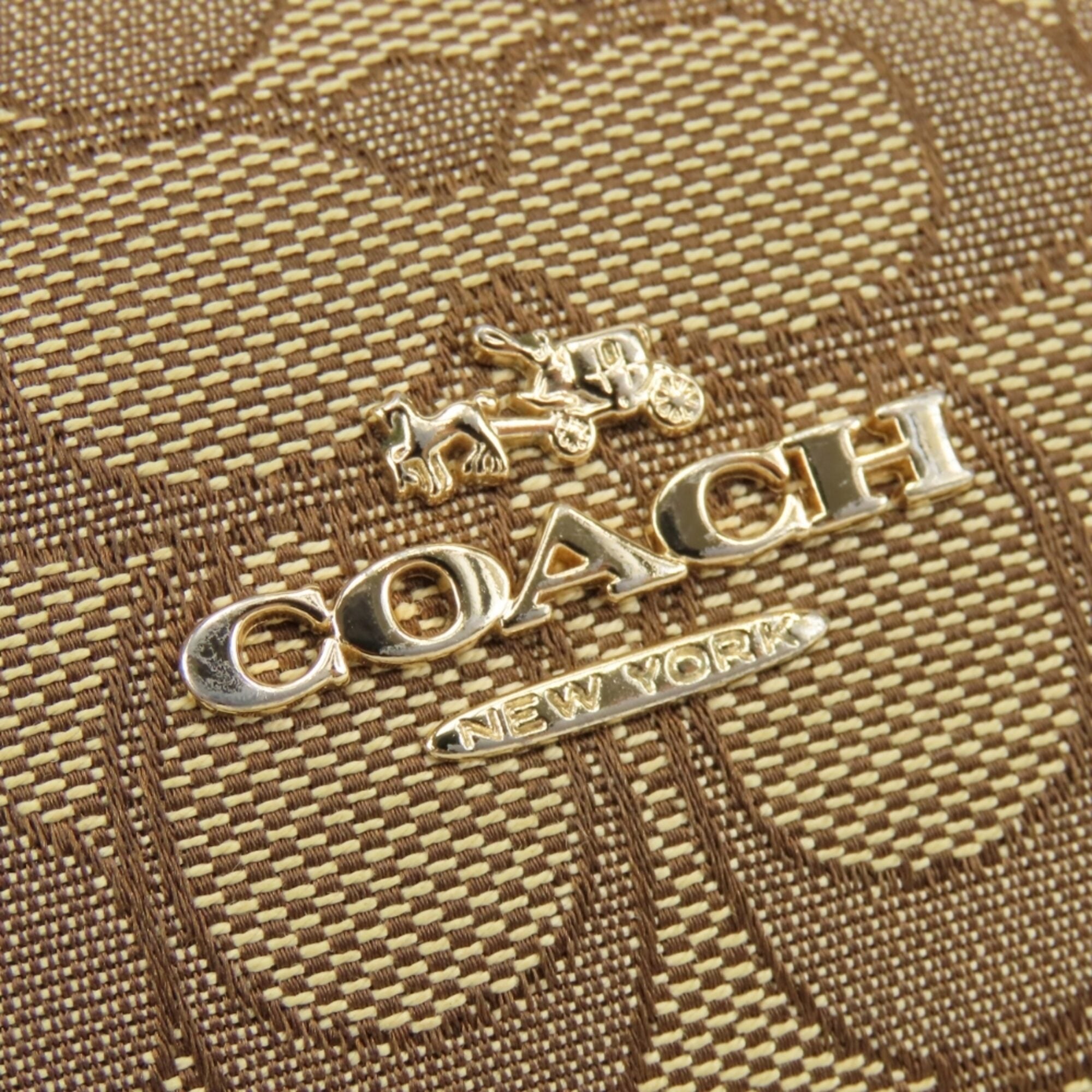 Coach Signature Beige Red Color Canvas Leather Shoulder Bag (Pre-Owned)