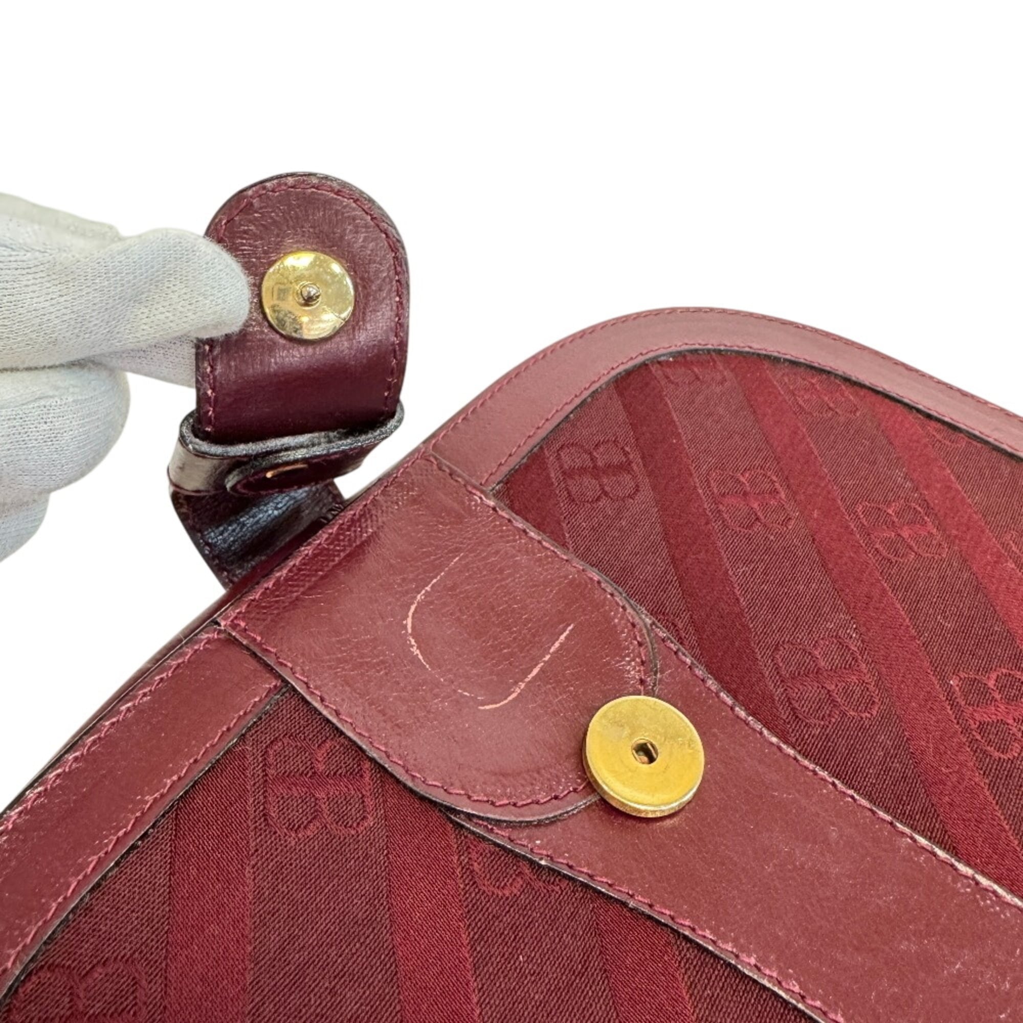 Balenciaga Bordeaux Canvas Leather Shoulder Bag (Pre-Owned)