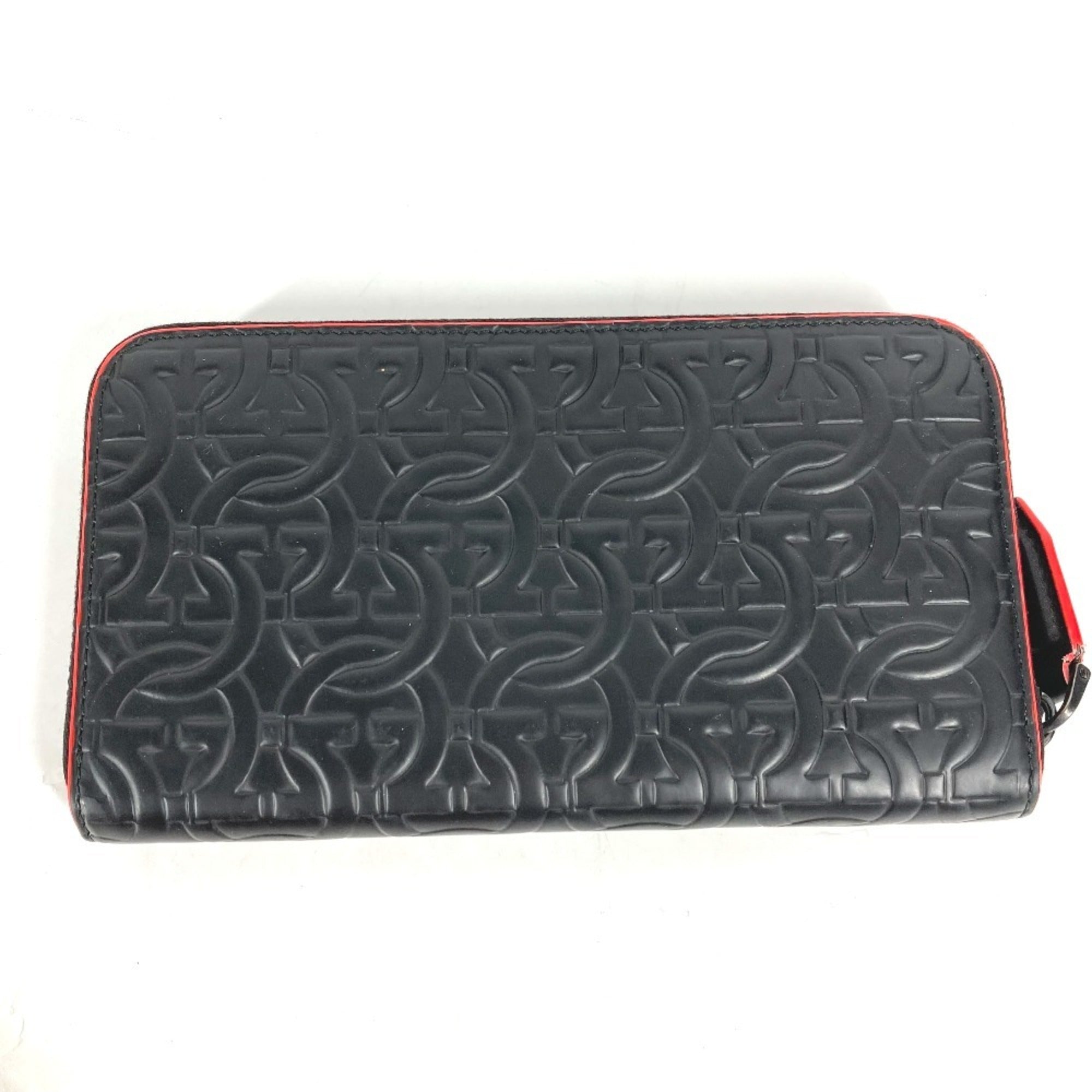 Salvatore Ferragamo Black Red Color Leather Long Wallet (Bi-Fold) (Pre-Owned)