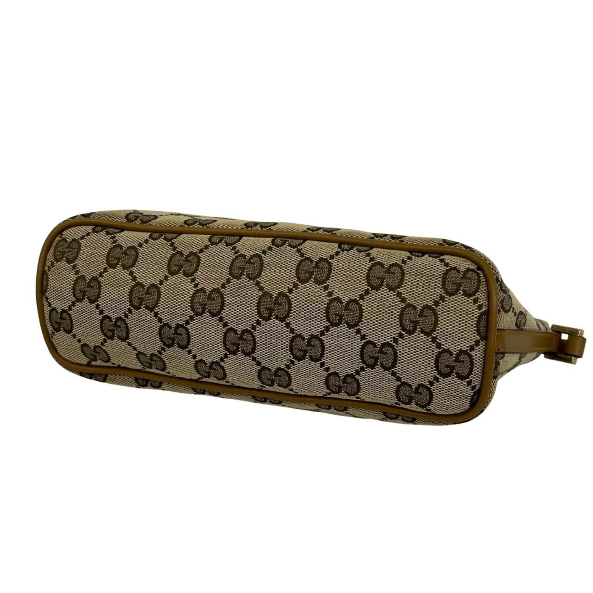 Gucci Brown Canvas Leather Handbag Pouch (Pre-Owned)