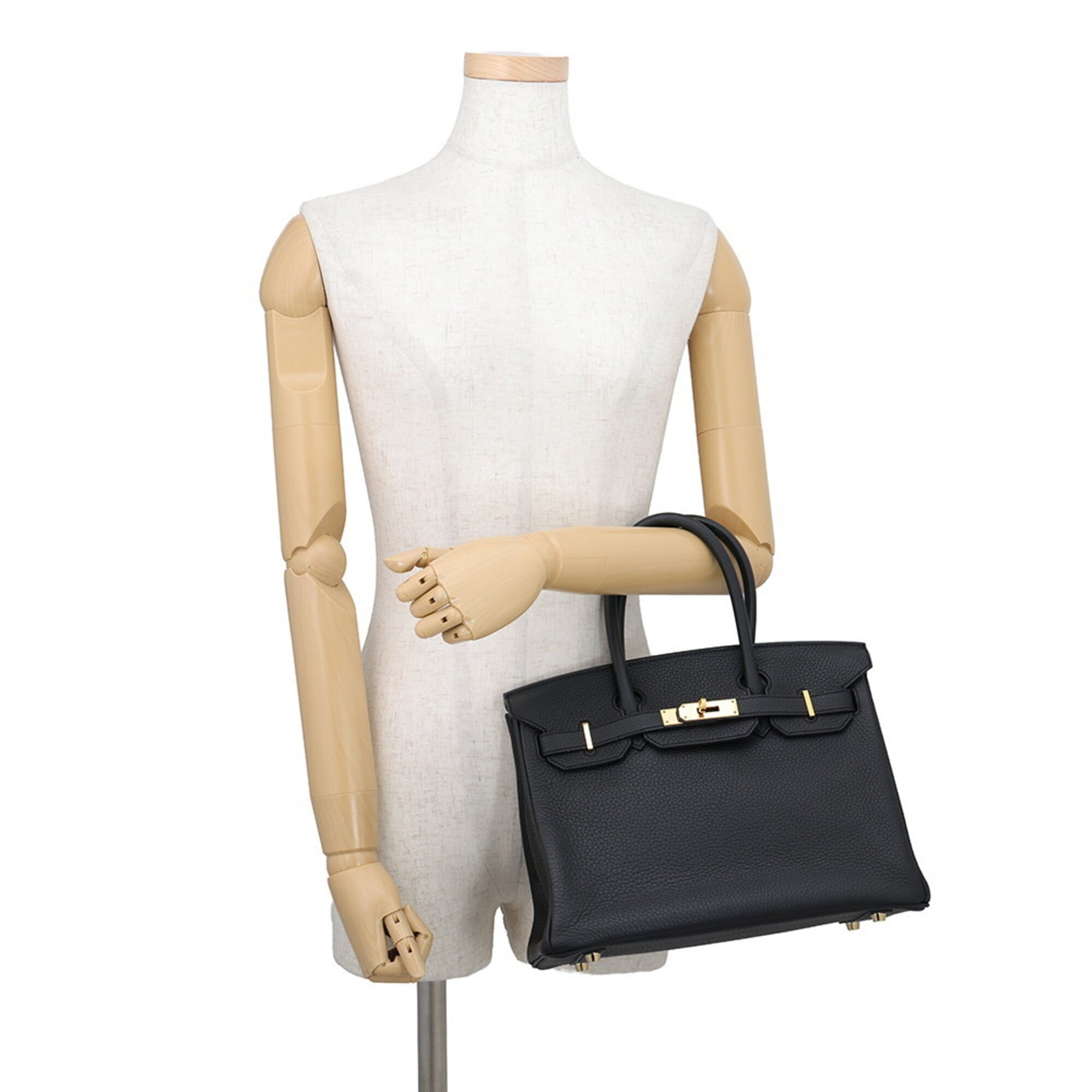 Hermes Birkin Black Taurillon Clemence Leather Handbag (Pre-Owned)