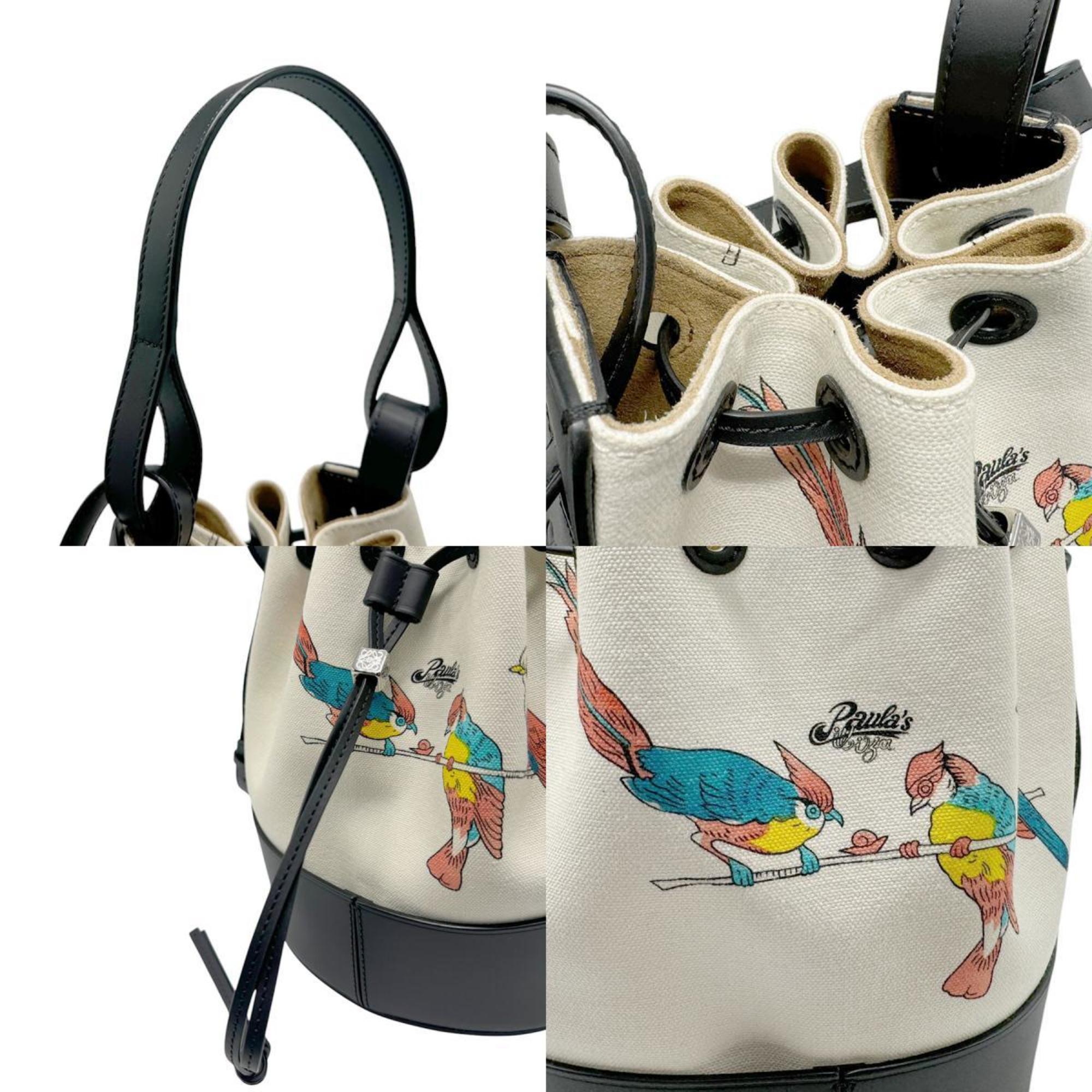 Loewe Black Multi-Color Off-White Canvas Leather Handbag Shoulder Bag (Pre-Owned)