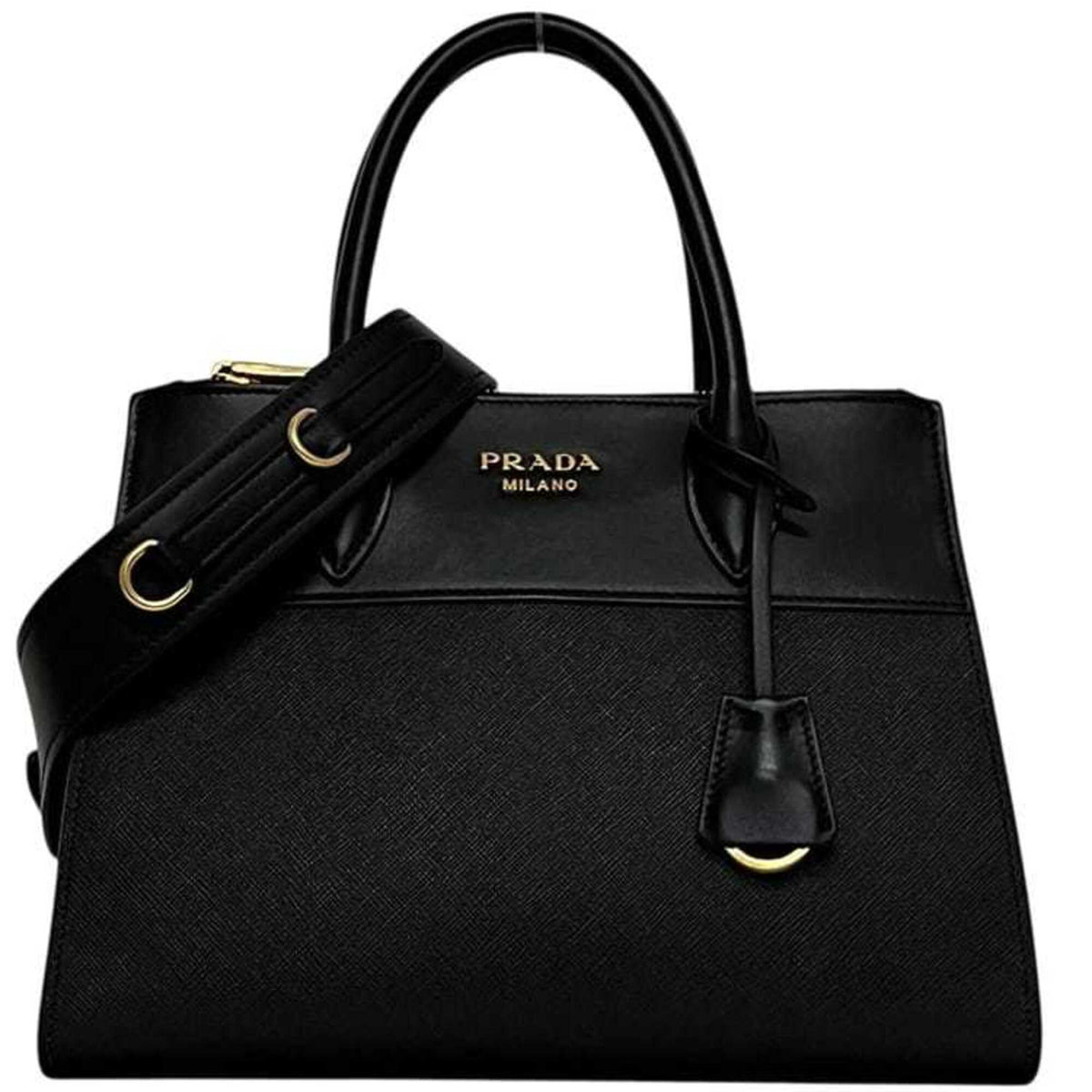 Prada Black Nero Leather Saffiano Handbag Shoulder Bag (Pre-Owned)