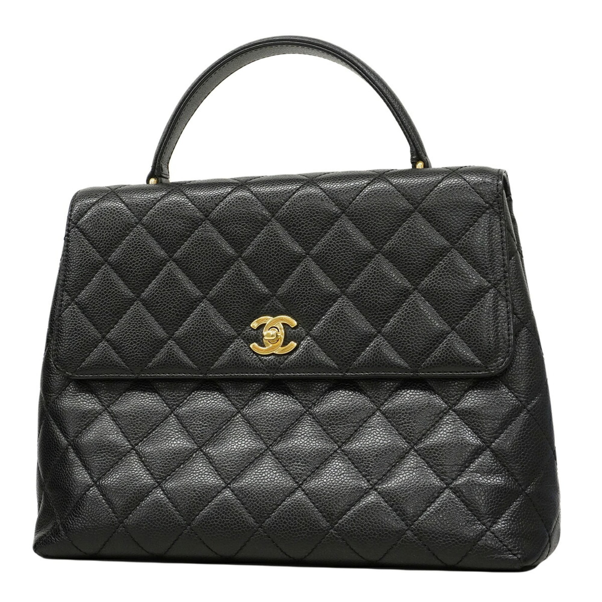 Chanel Black Grained Calfskin Handbag (Pre-Owned)