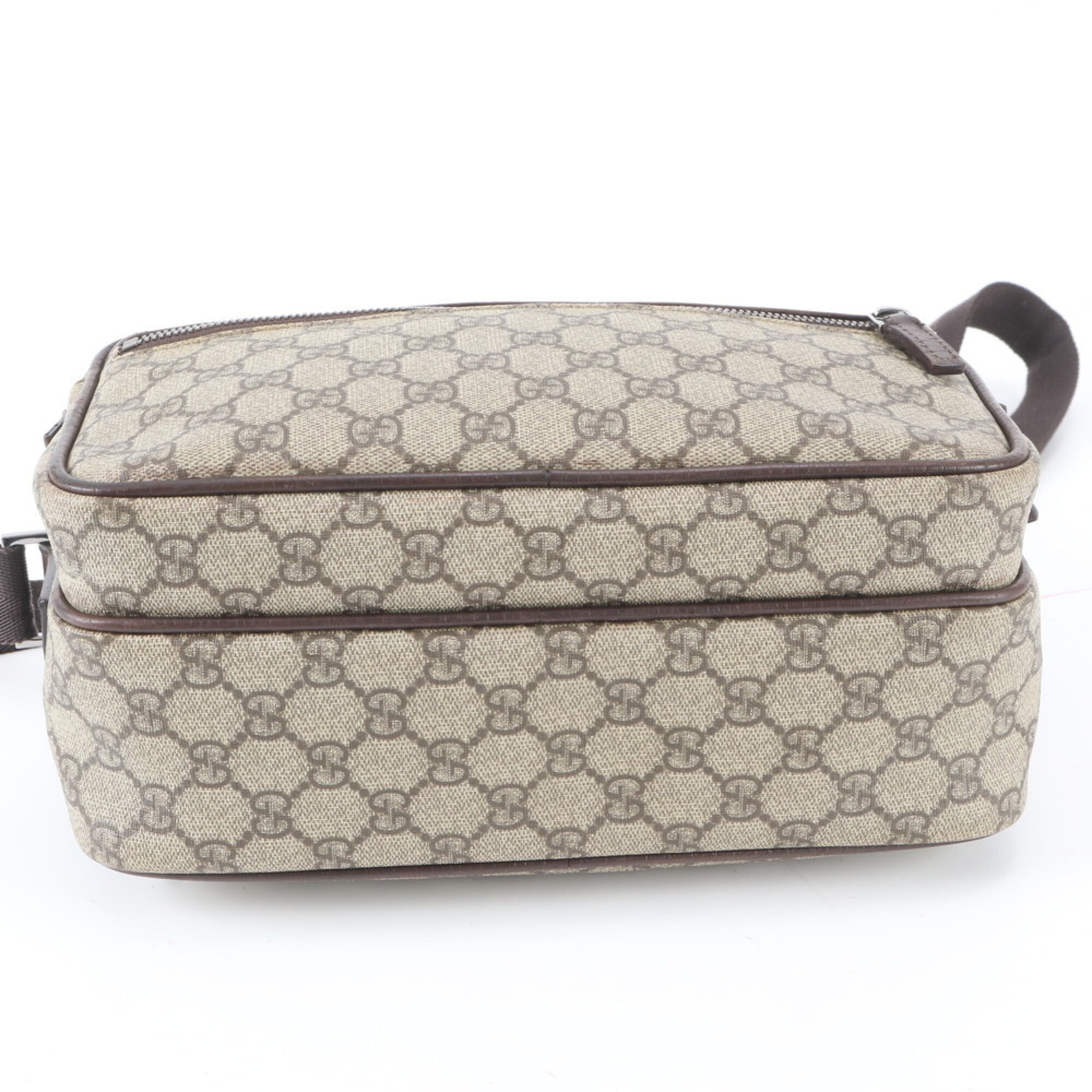 Gucci Beige Dark Brown Leather Coated Canvas Shoulder Bag Tote Bag (Pre-Owned)