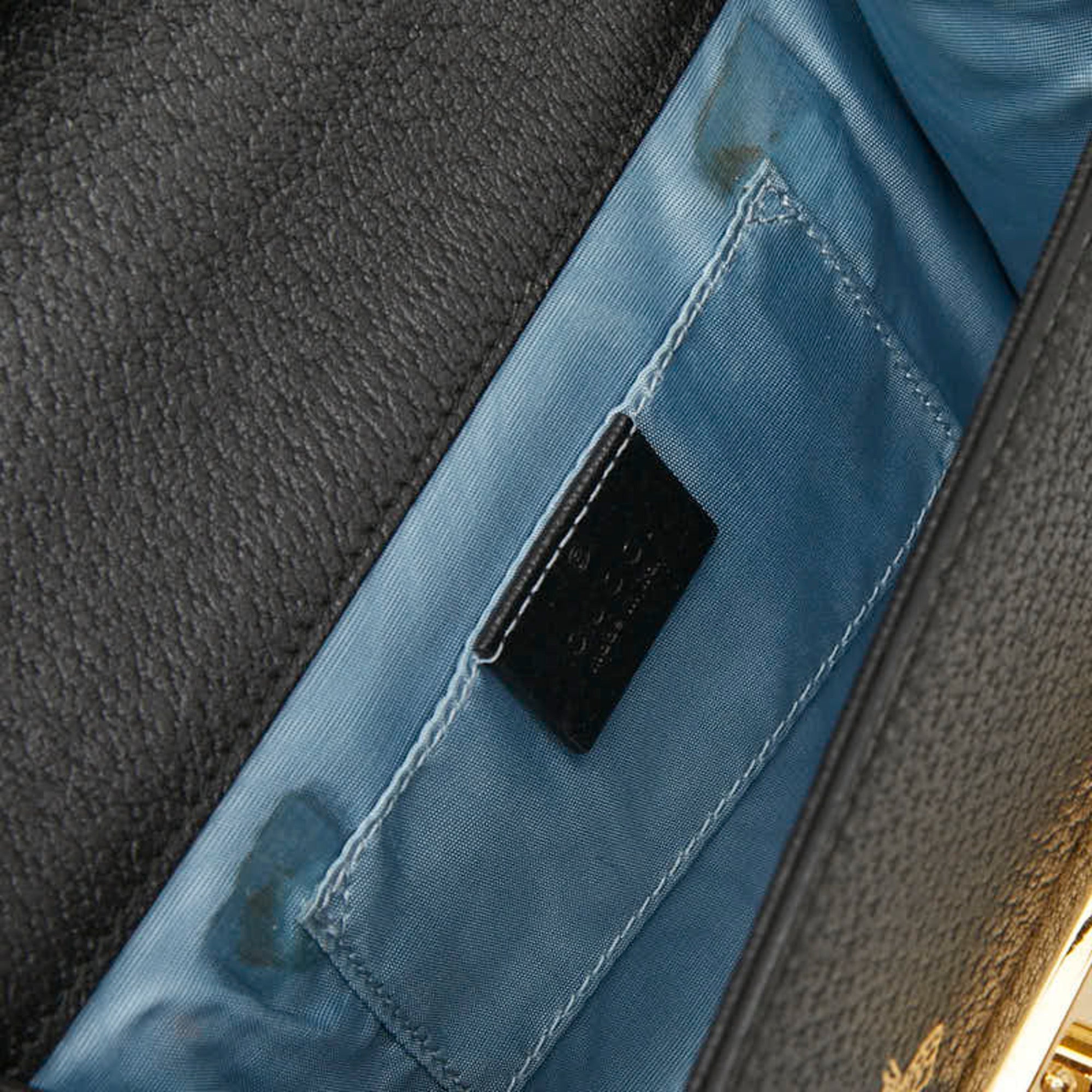 Gucci Black Gold Leather Shoulder Bag (Pre-Owned)