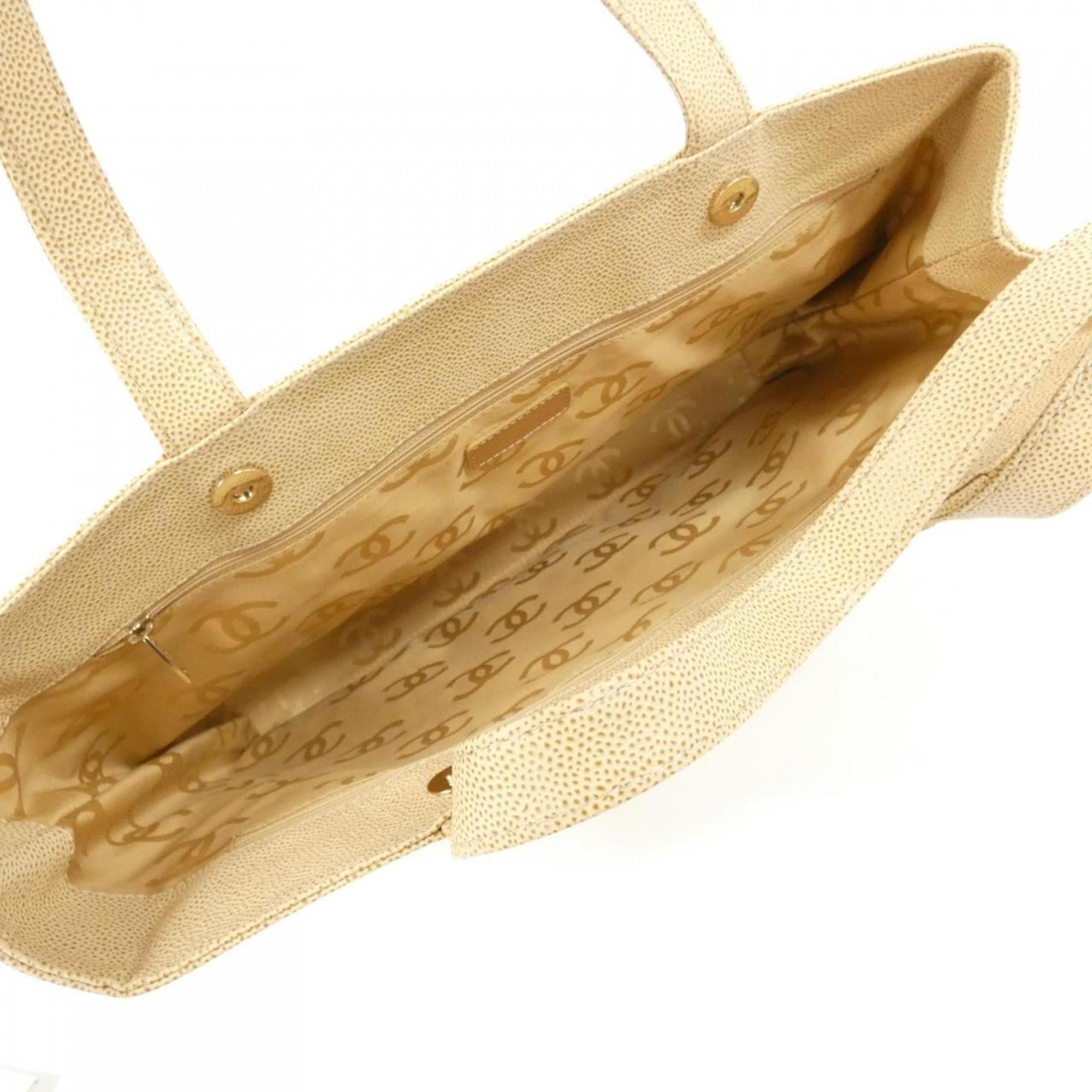 Chanel Beige Caviar Leather Handbag (Pre-Owned)