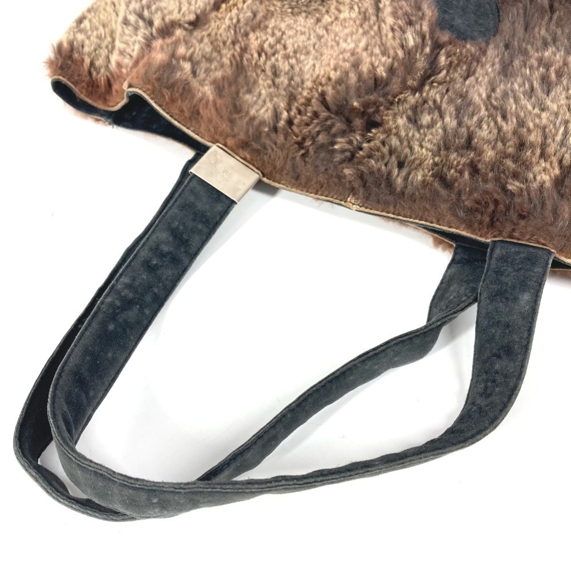 Chanel Black Brown Fur Shoulder Bag Tote Bag (Pre-Owned)