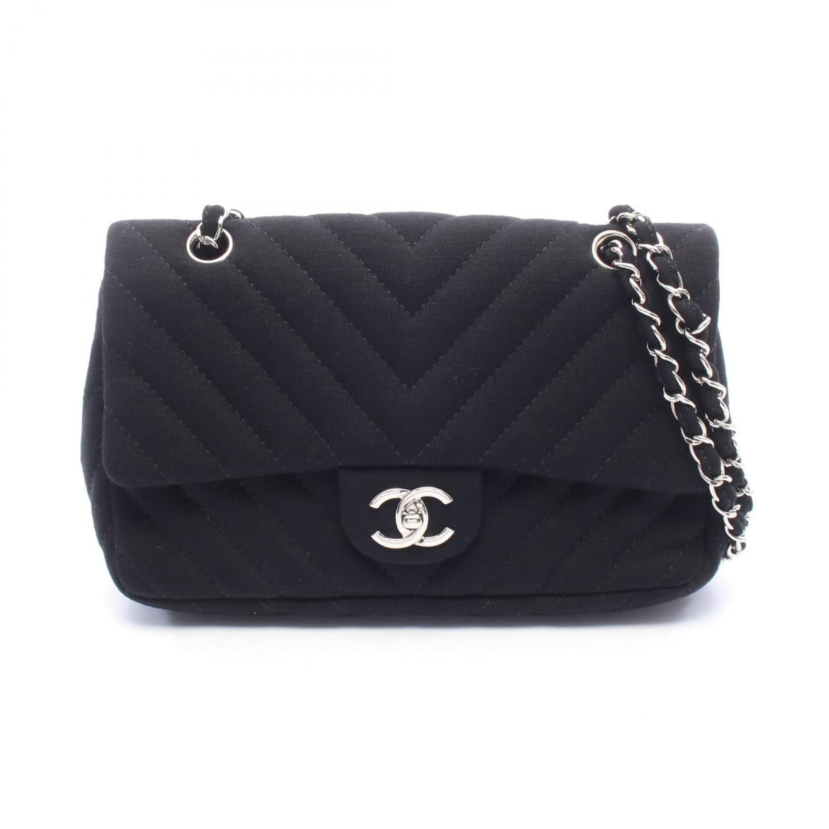 Chanel Black Fabric Cotton Jersey Shoulder Bag (Pre-Owned)