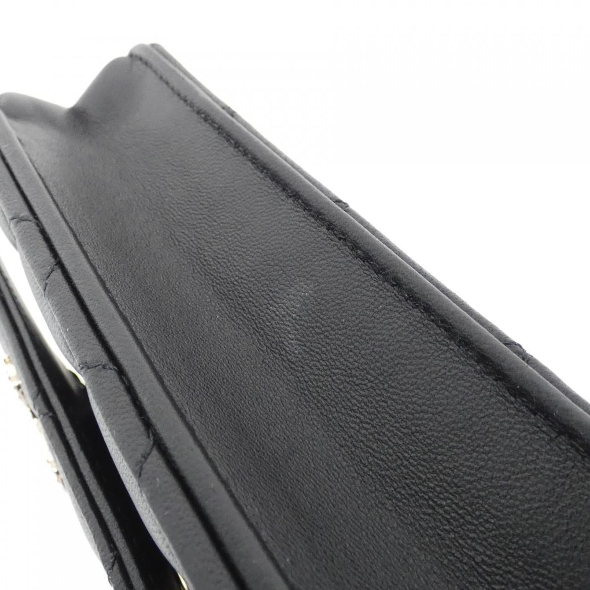 Chanel Black Leather Chain/Shoulder Wallet (Pre-Owned)