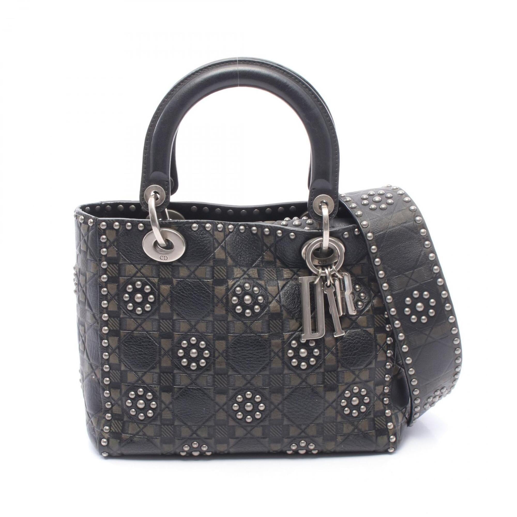 Christian Dior Black Khaki Leather Handbag (Pre-Owned)