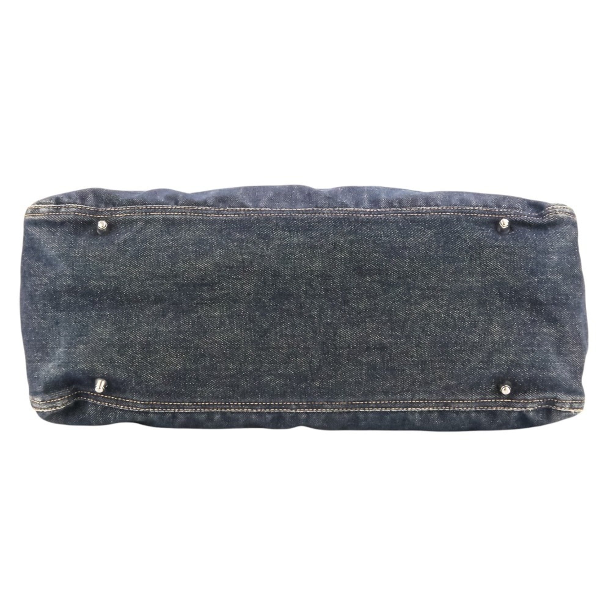 Fendi Navy Denim Leather Handbag (Pre-Owned)