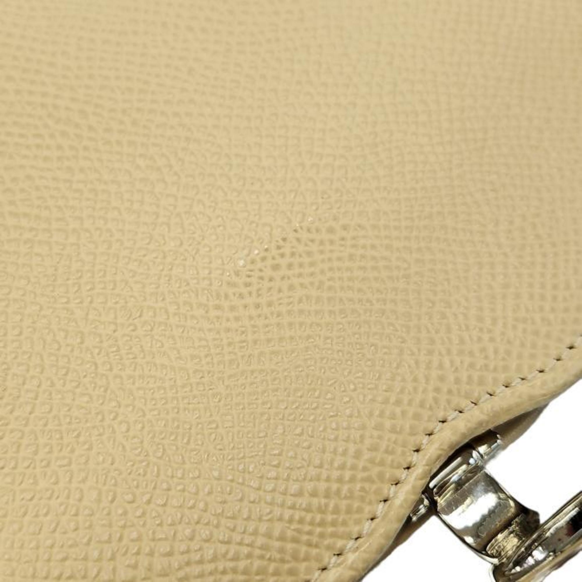 Bvlgari Beige Leather Long Wallet (Bi-Fold) (Pre-Owned)