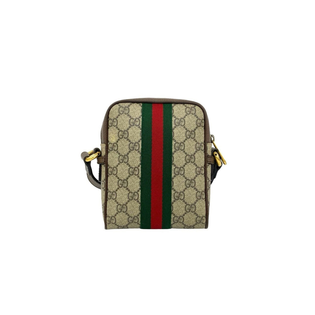 Gucci Brown Green Red Color Leather Pvc Pochette Shoulder Bag (Pre-Owned)