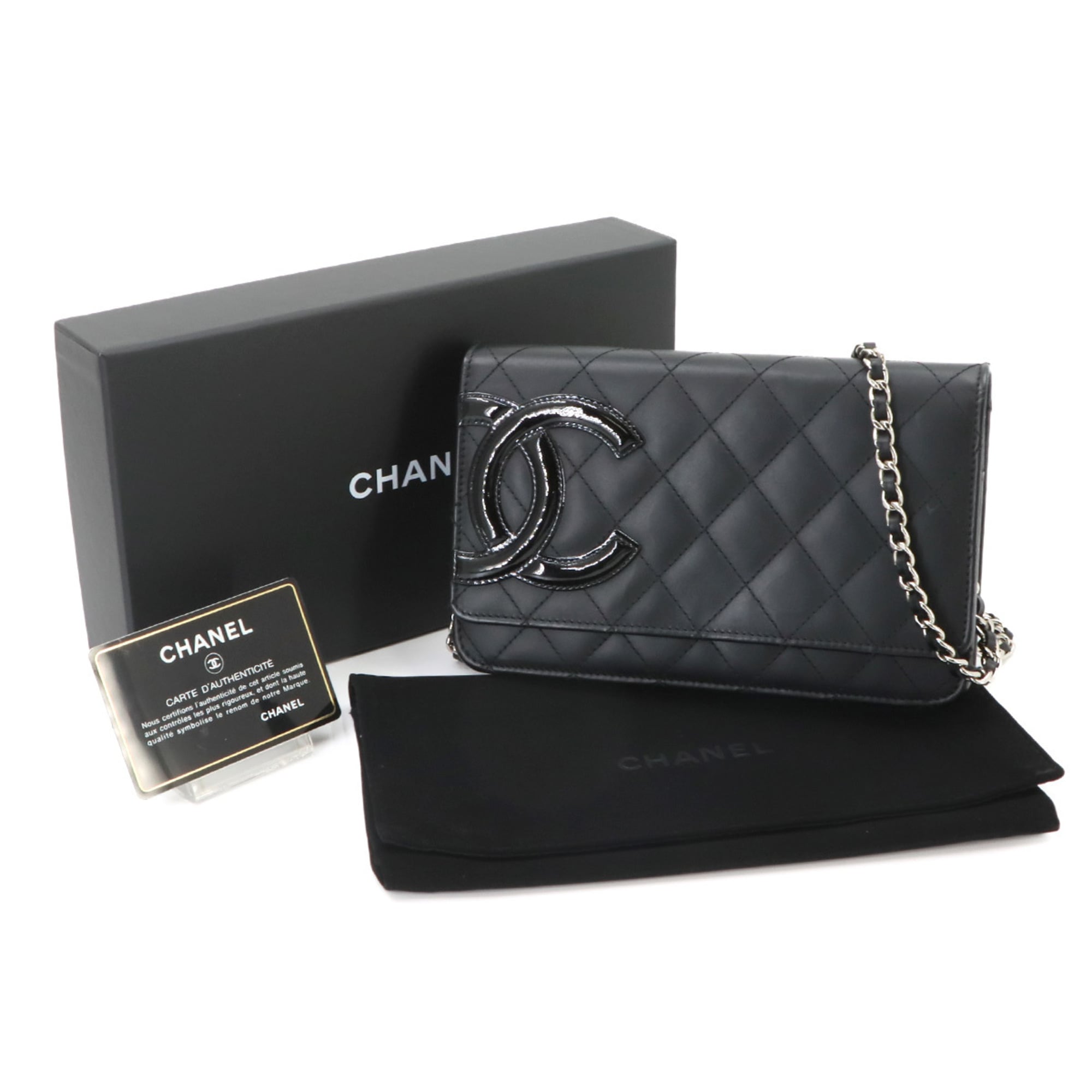 Chanel Black Cambon Ligne Chain/Shoulder Wallet (Pre-Owned)