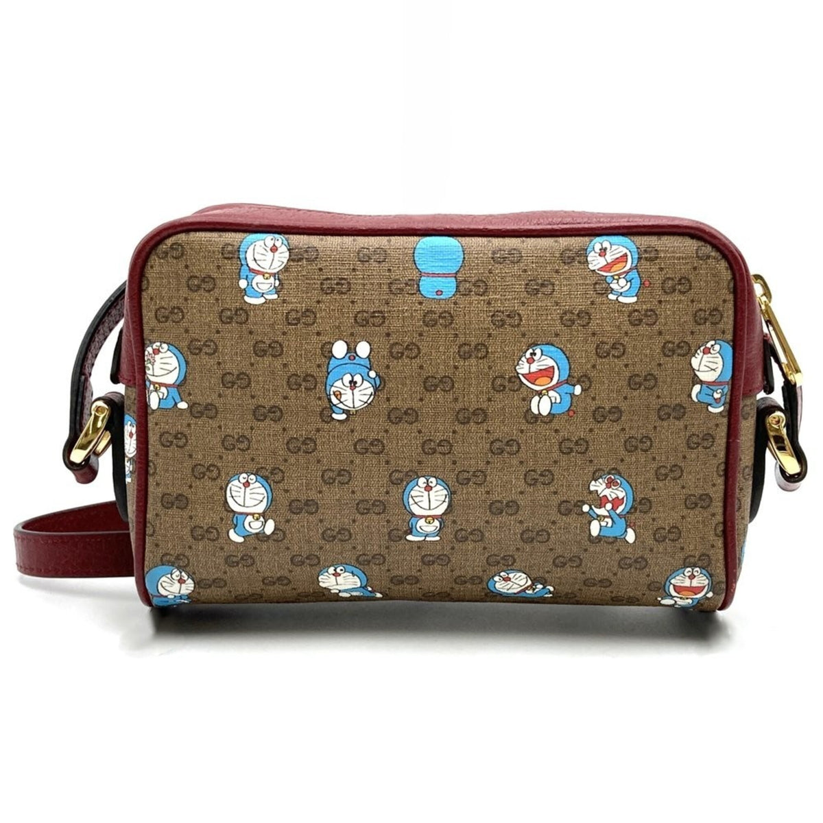 Gucci Brown Red Color Micro Gg Leather Shoulder Bag (Pre-Owned)