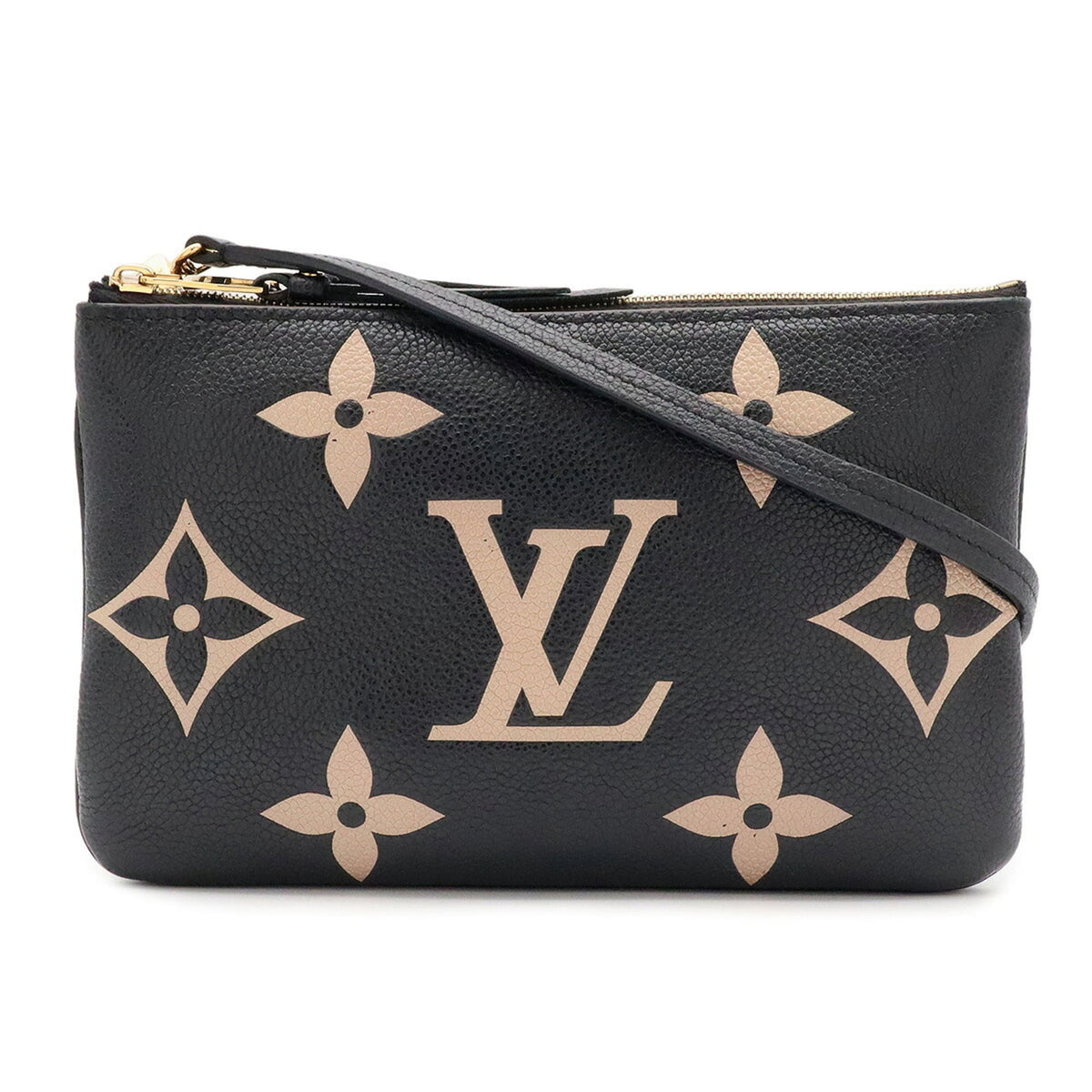 Louis Vuitton Beige Black Monogram Empreinte Leather Clutch Bag Pochette Pouch Shoulder Bag (Pre-Owned)