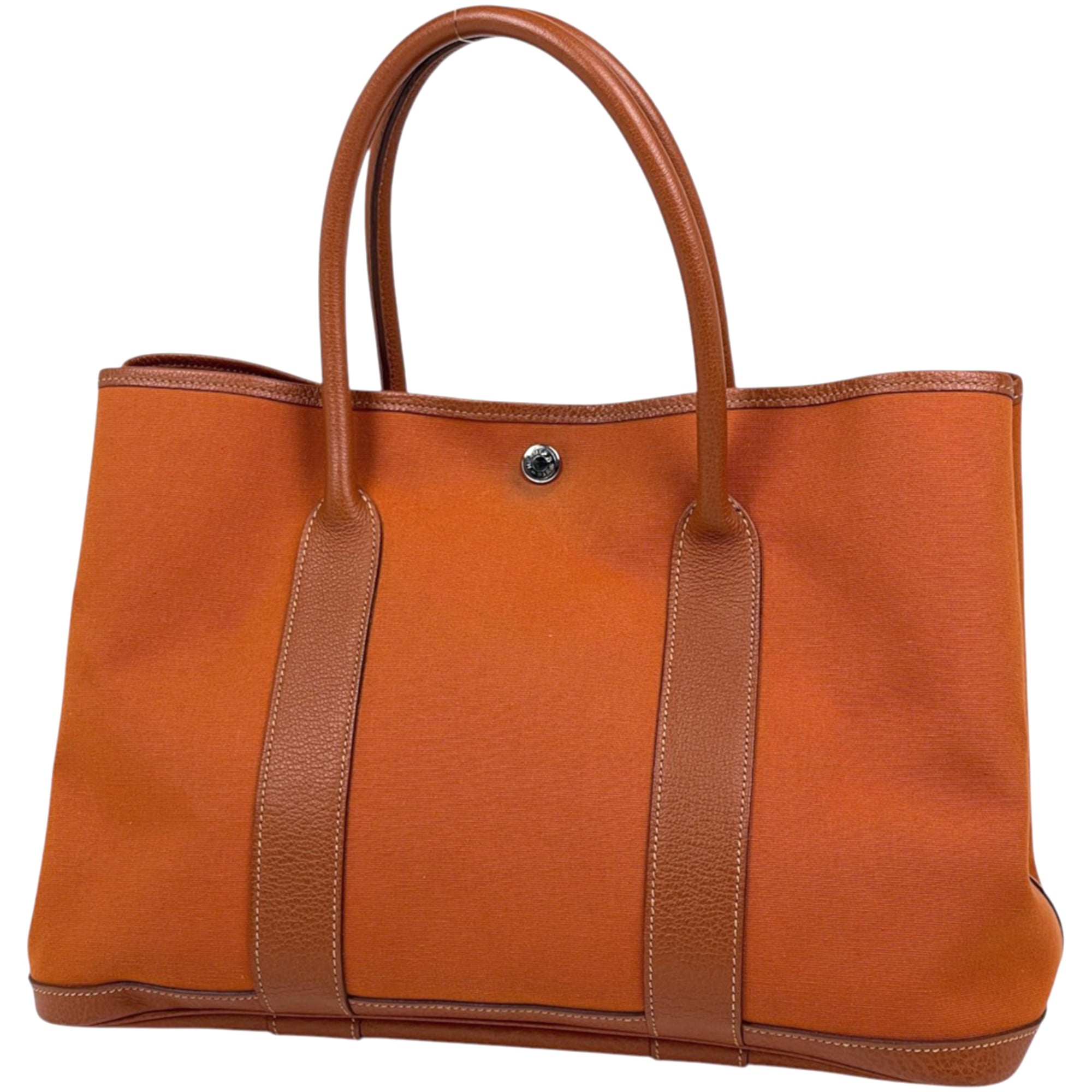 Hermes Garden Orange Potiron Toile Officier Leather Tote Bag (Pre-Owned)