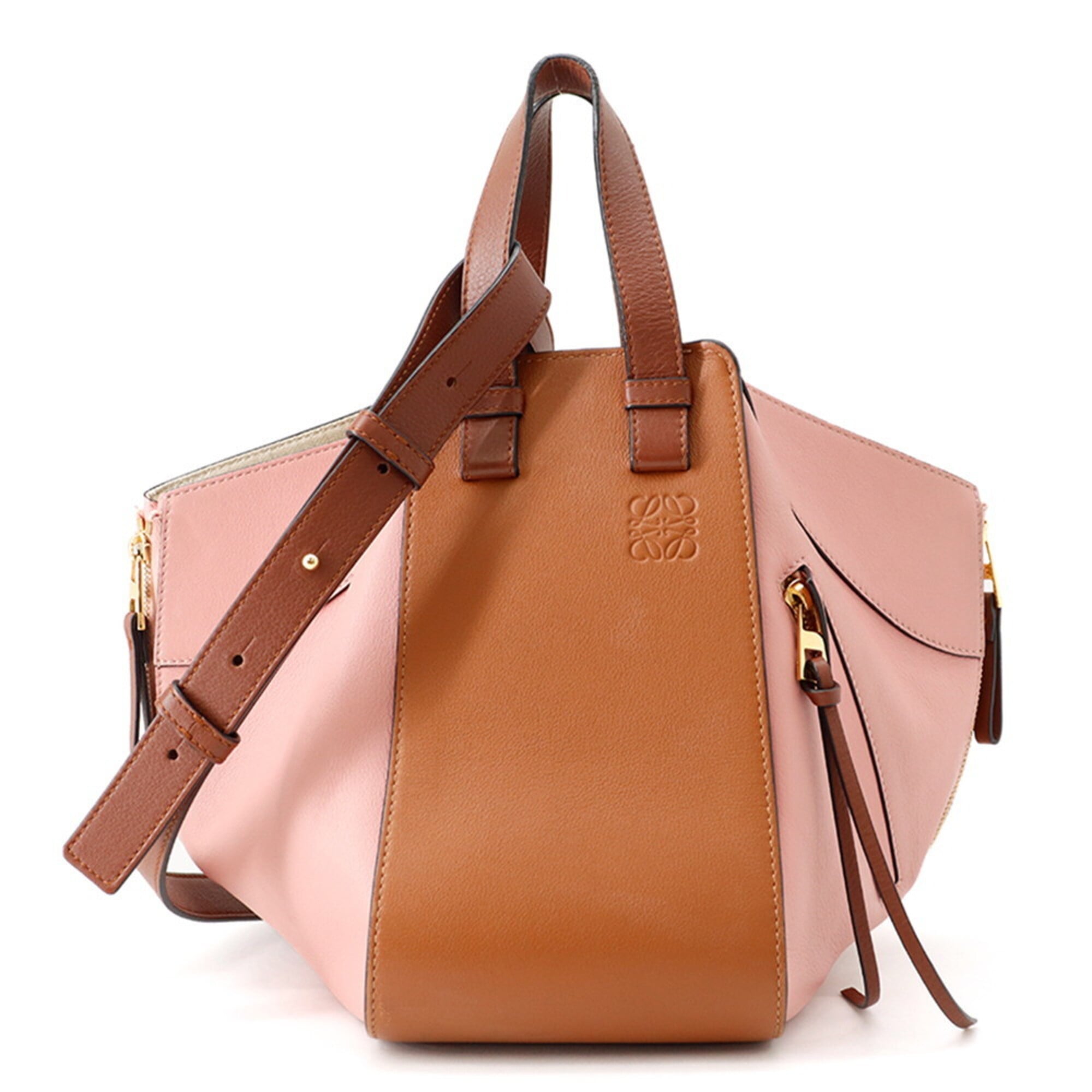 Loewe Brown Pink Leather Handbag Shoulder Bag (Pre-Owned)