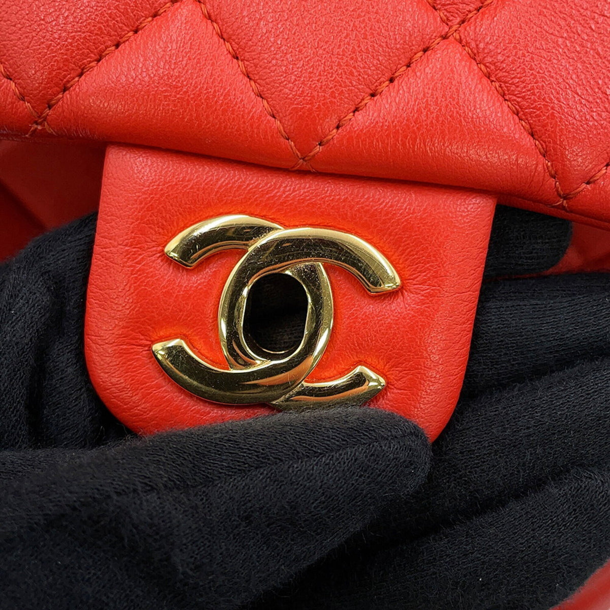 Chanel Dark Orange Leather Backpack Handbag (Pre-Owned)