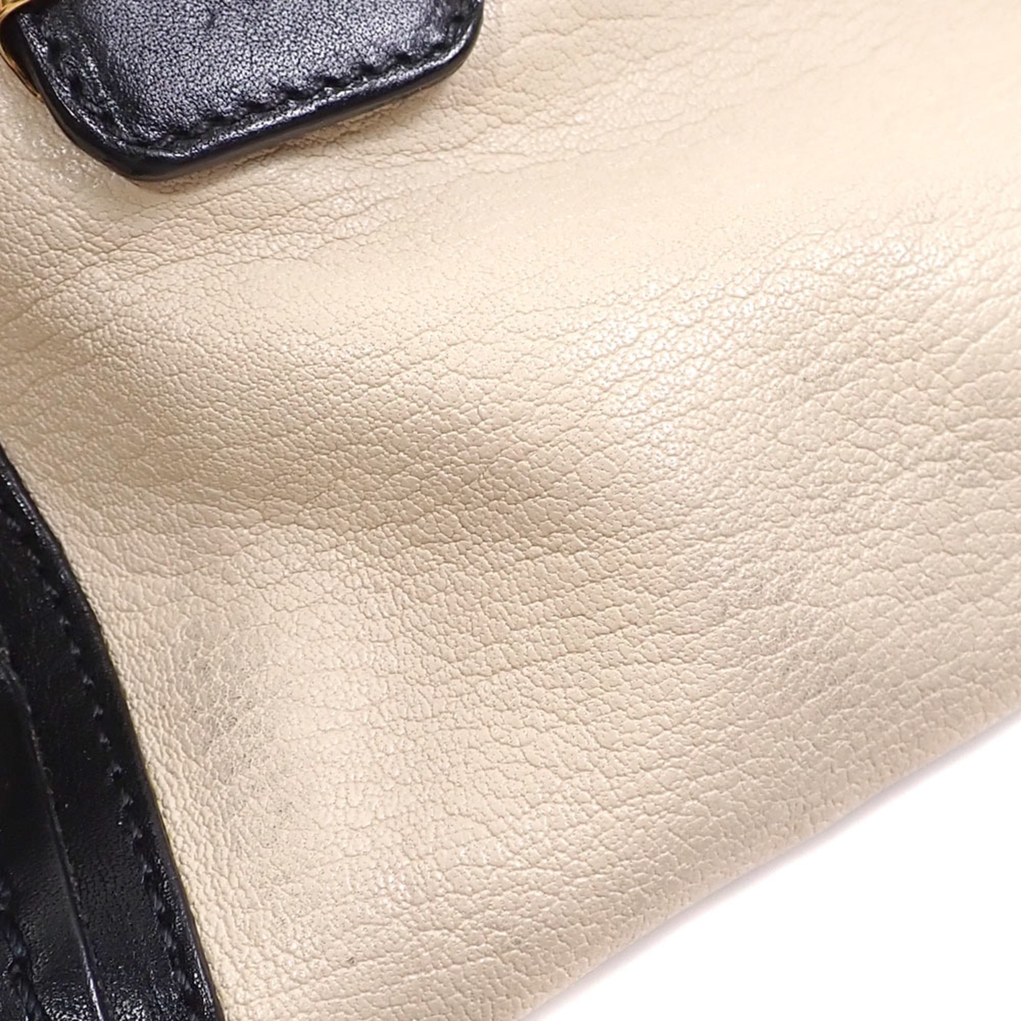 Chloé Black White Leather Handbag (Pre-Owned)