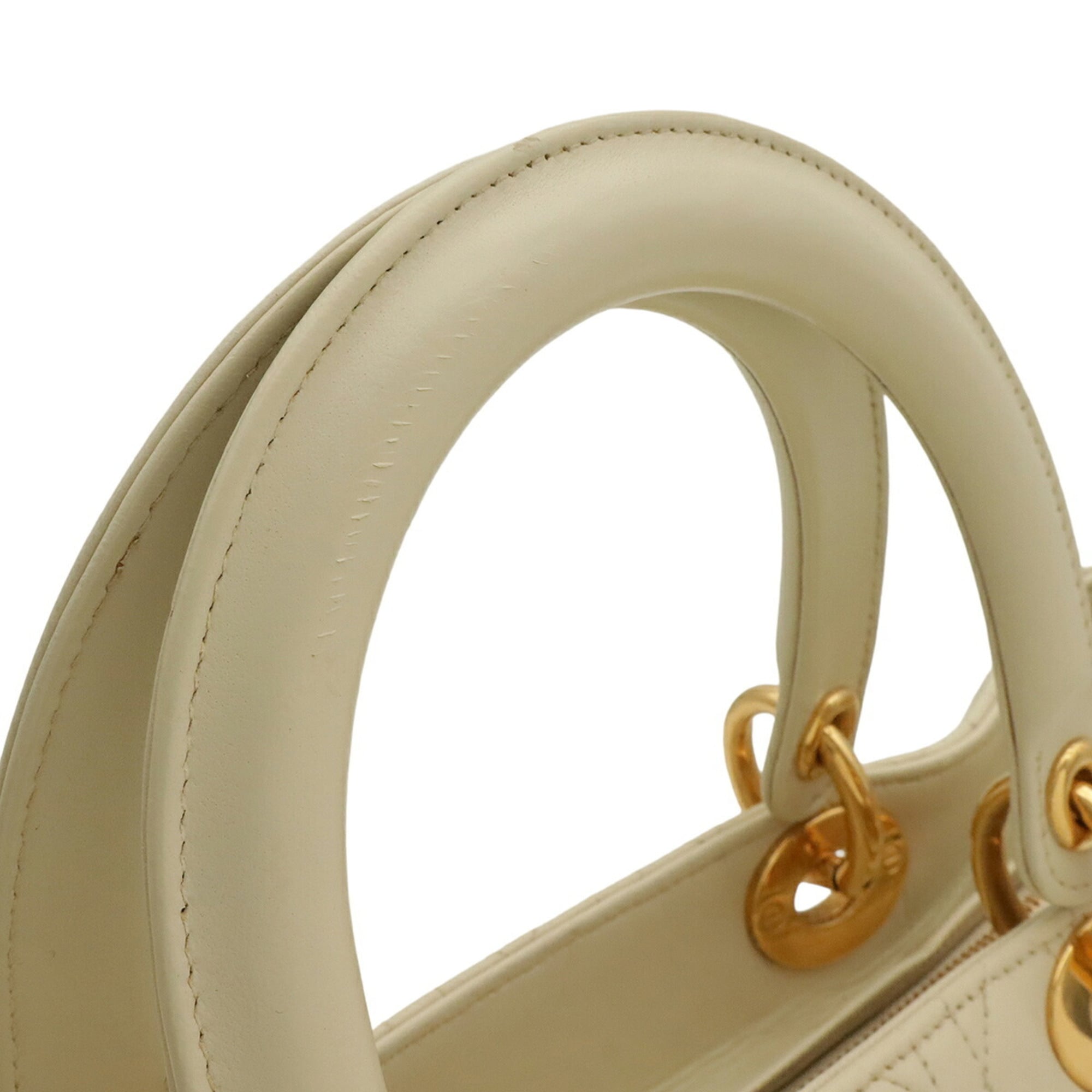 Christian Dior Cream Leather Handbag Shoulder Bag (Pre-Owned)
