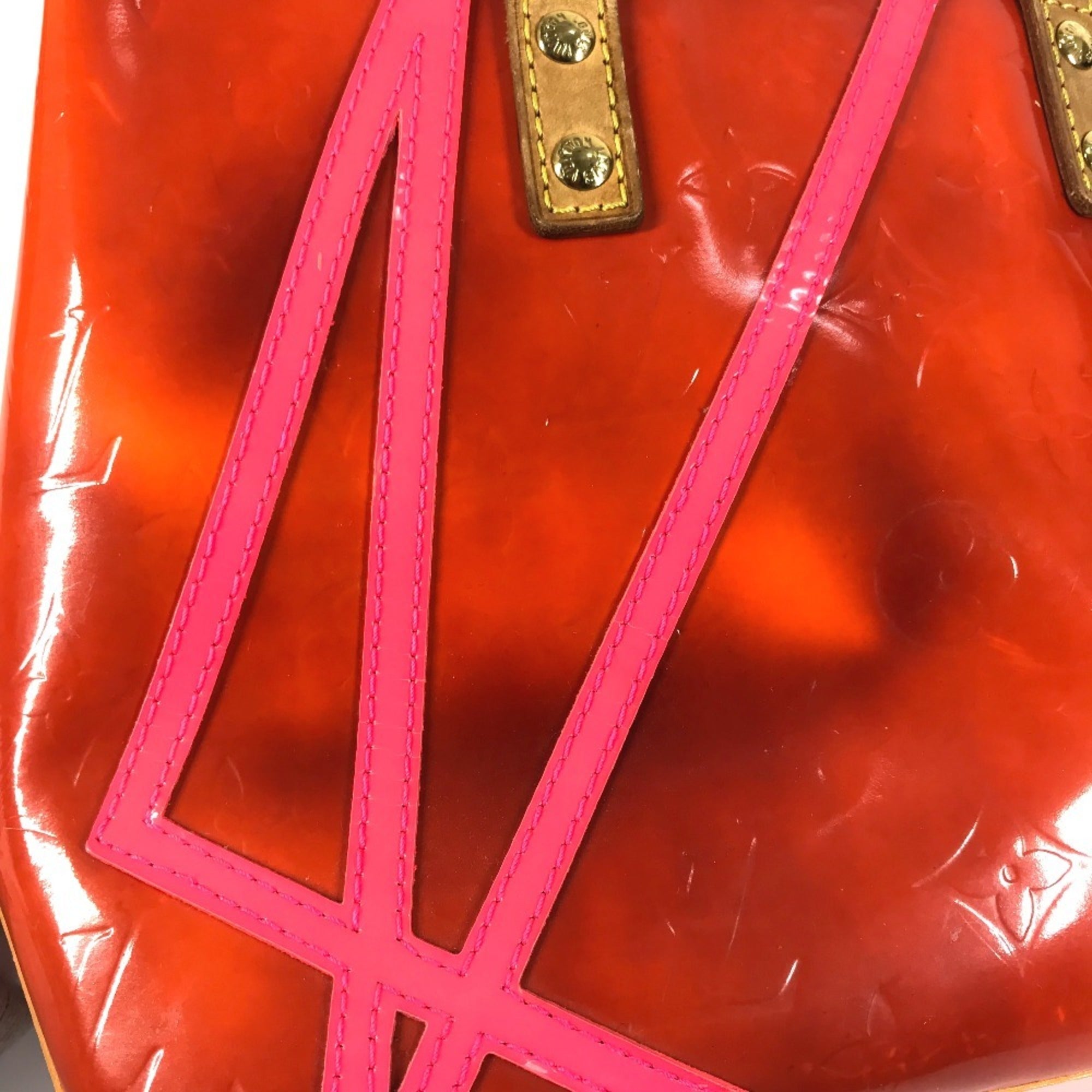 Louis Vuitton Orange Monogram Vernis Handbag Tote Bag (Pre-Owned)
