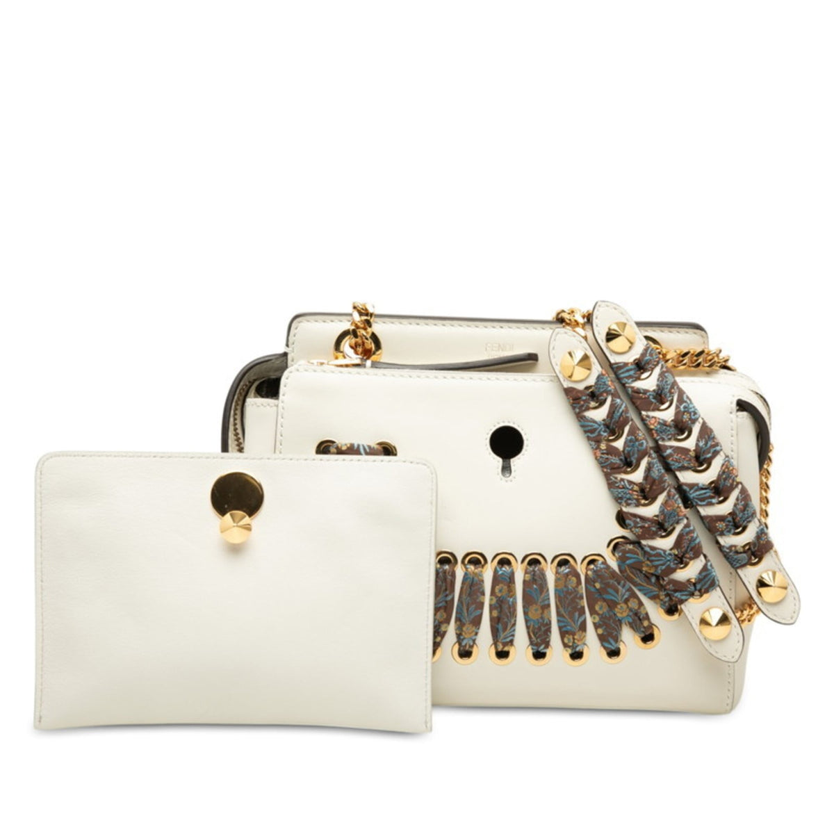 Fendi White Leather Pouch Shoulder Bag (Pre-Owned)