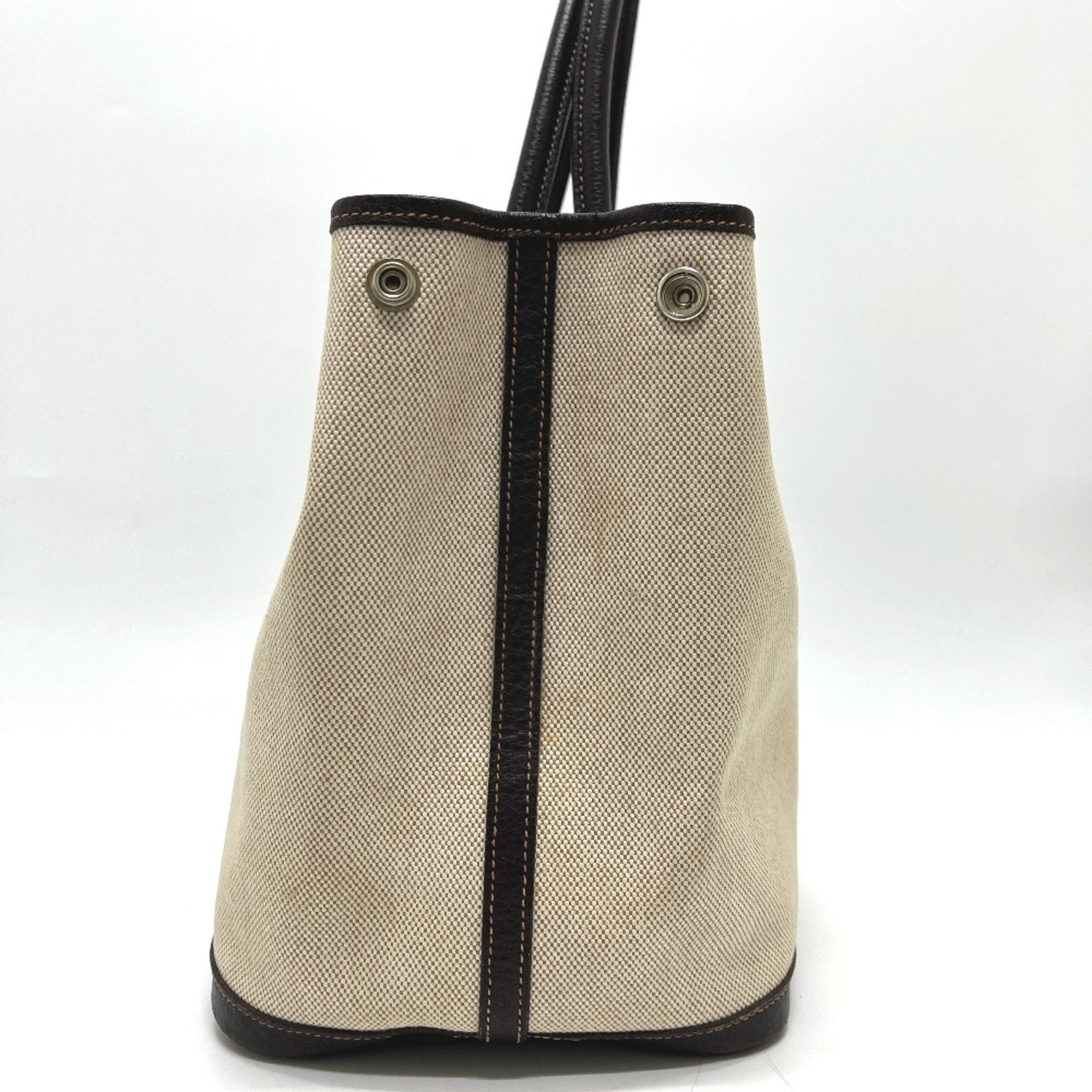 Hermes Beige Brown Toile H Leather Handbag Tote Bag (Pre-Owned)