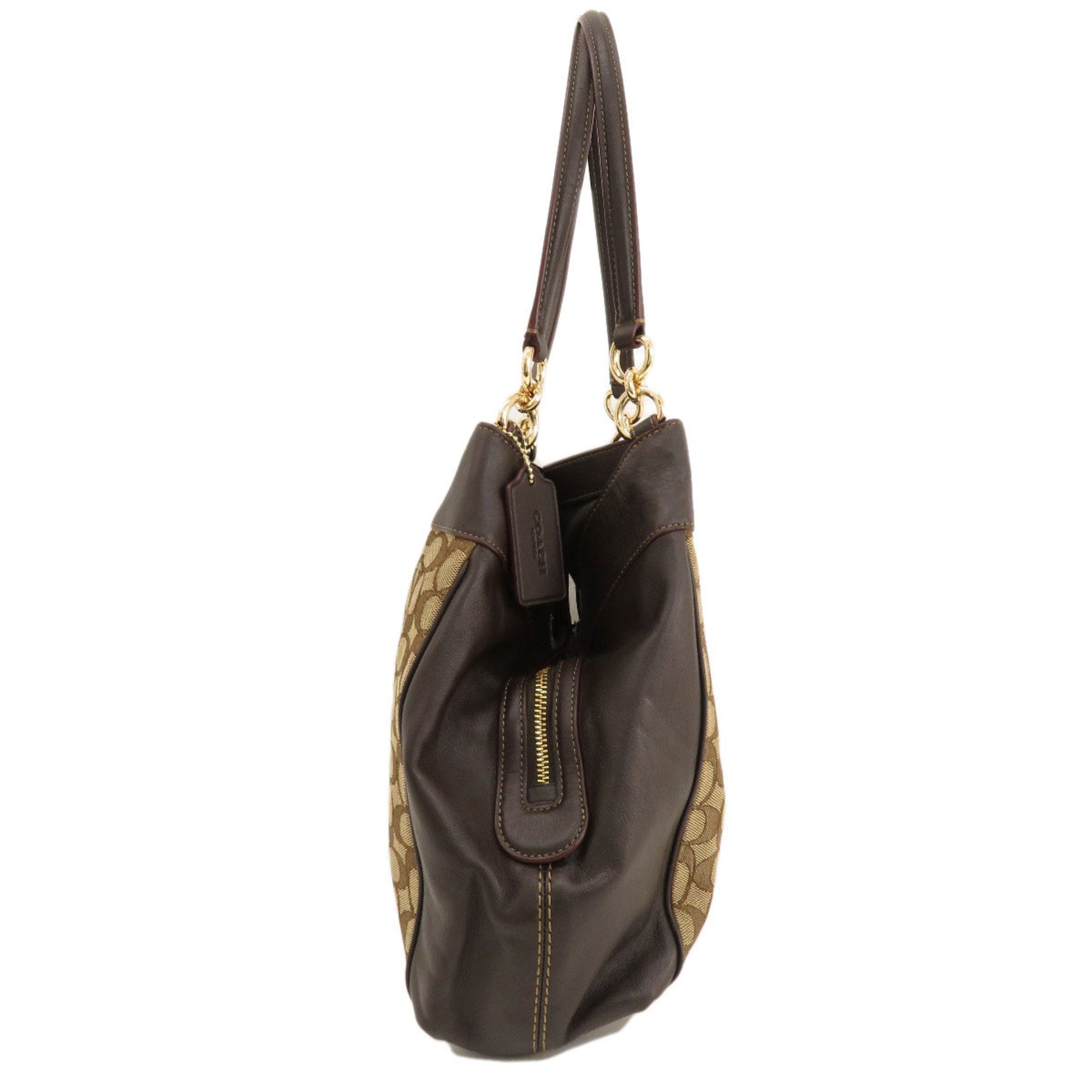 Coach Signature Brown Signature Line Tote Bag (Pre-Owned)