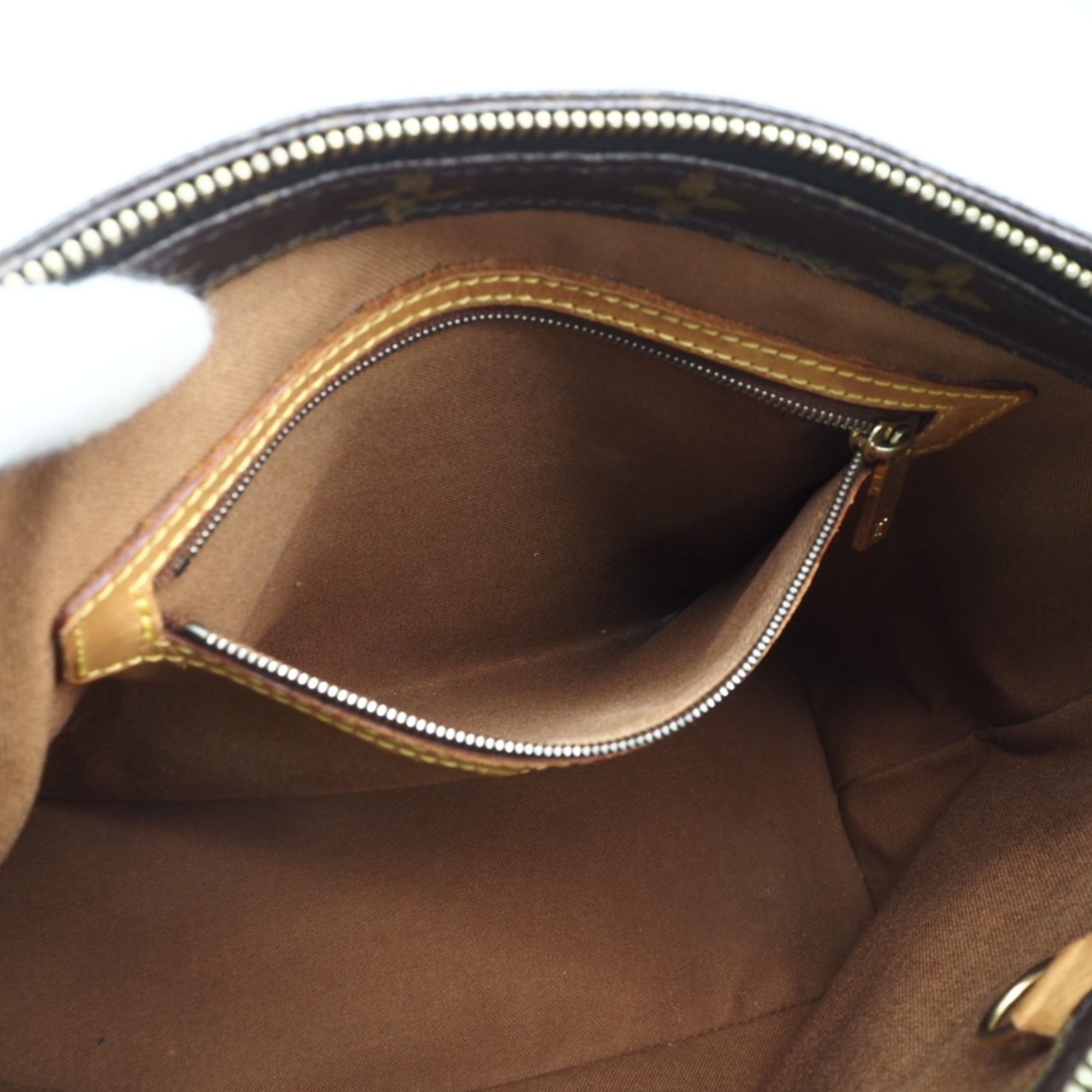 Louis Vuitton Beige Brown Coated Canvas Leather Handbag (Pre-Owned)