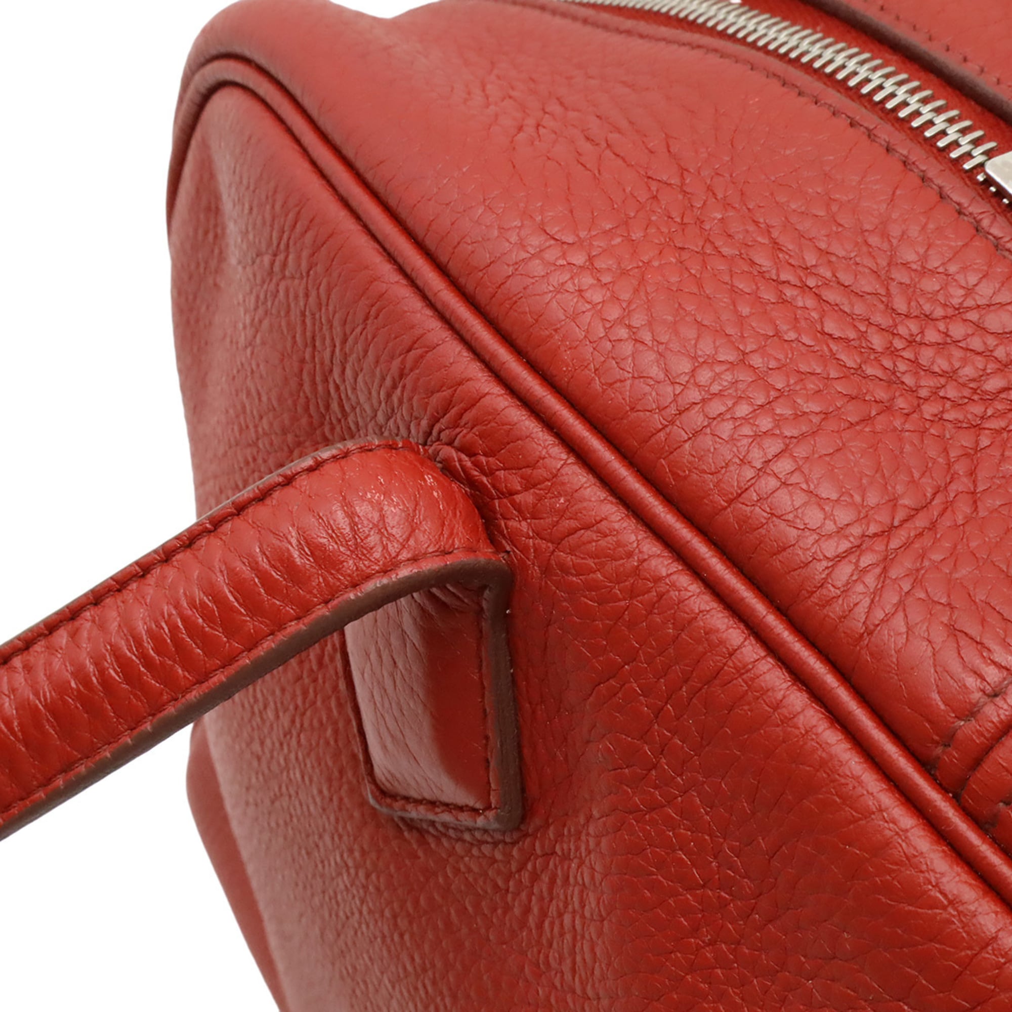 Hermes Red Color Taurillon Clemence Leather Handbag Shoulder Bag (Pre-Owned)
