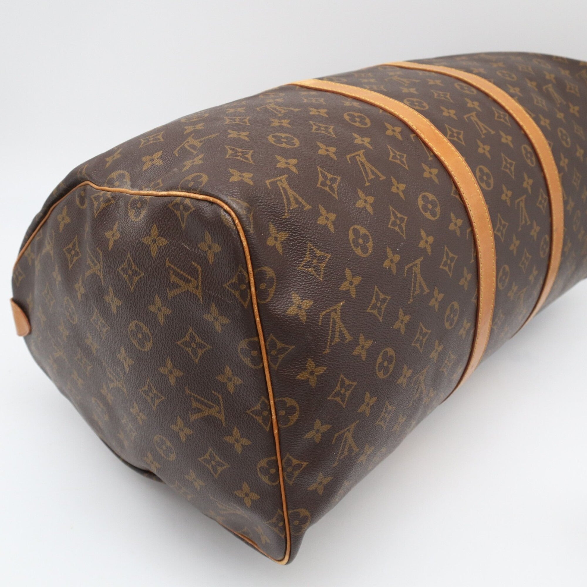 Louis Vuitton Monogram Beige Brown Coated Canvas Leather Boston Bag (Pre-Owned)