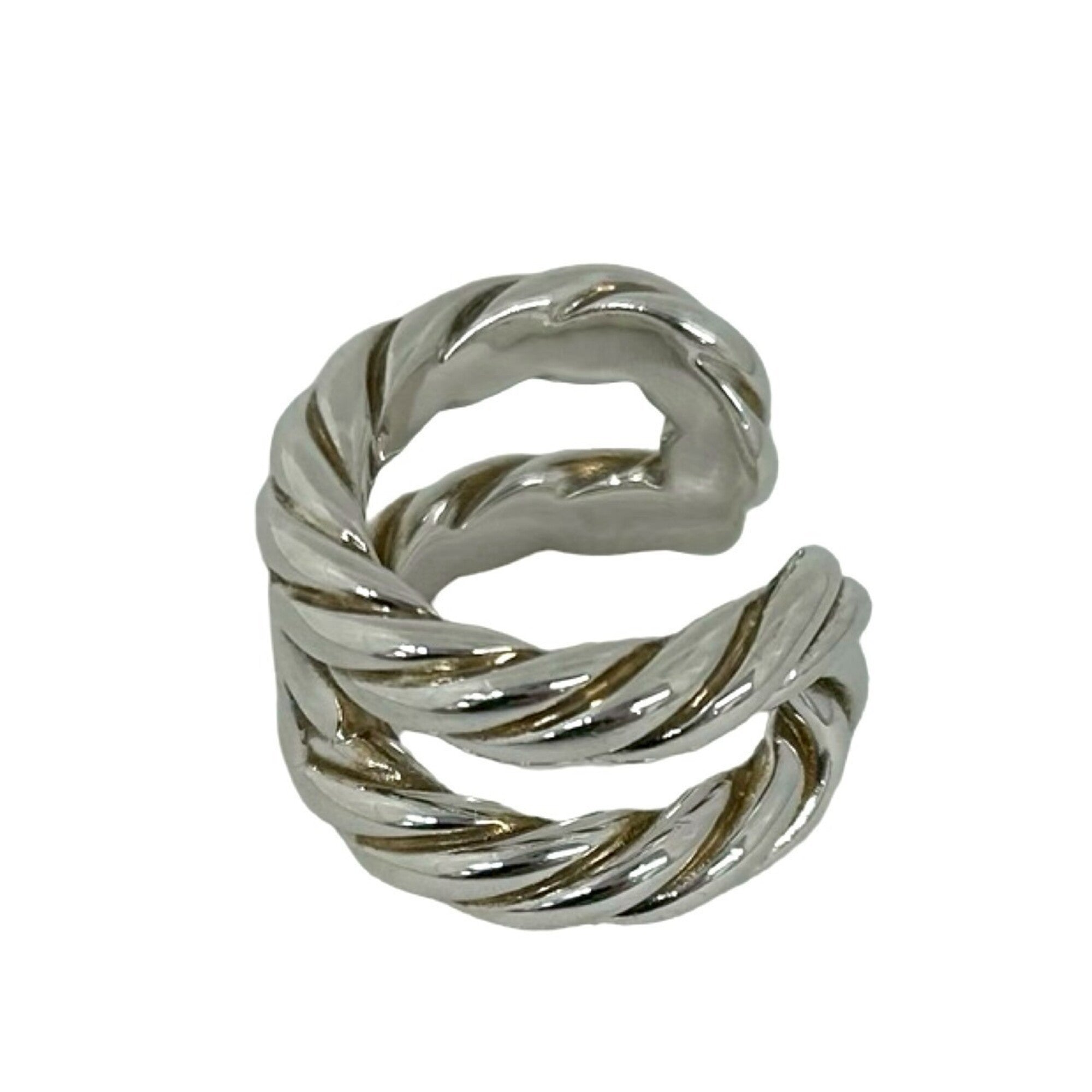 Hermes Silver Silver 925 Band Ring (Pre-Owned)