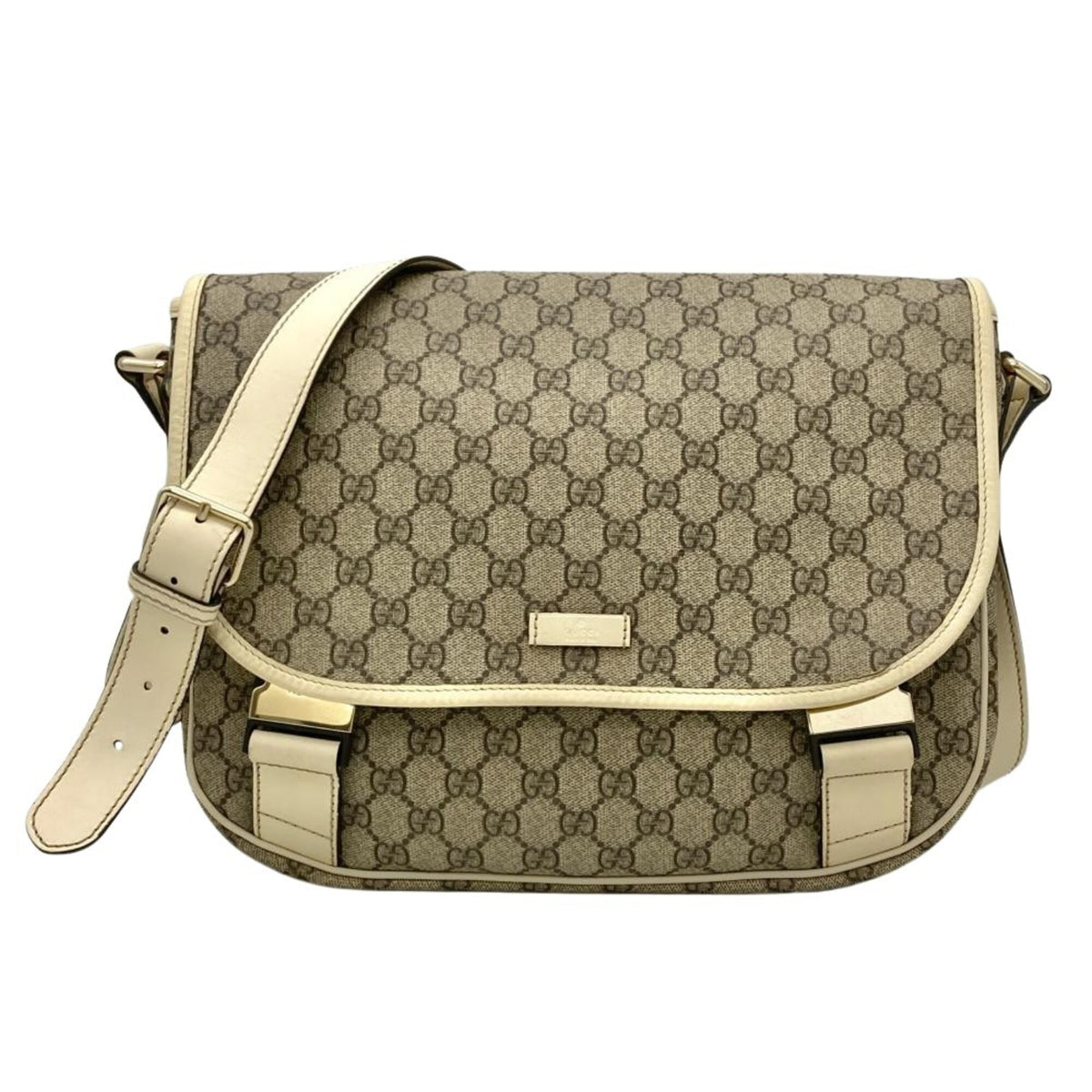 Gucci Beige Ivory Gg Supreme Canvas Shoulder Bag (Pre-Owned)