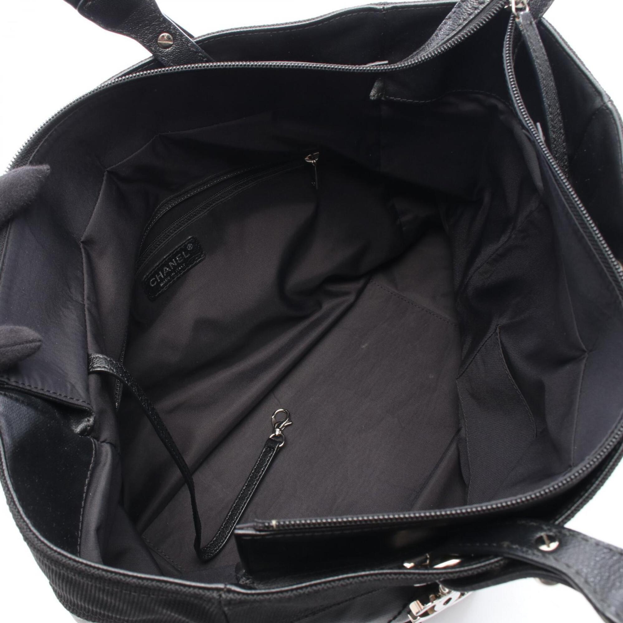 Chanel Black Coated Canvas Pvc Leather Handbag Tote Bag (Pre-Owned)
