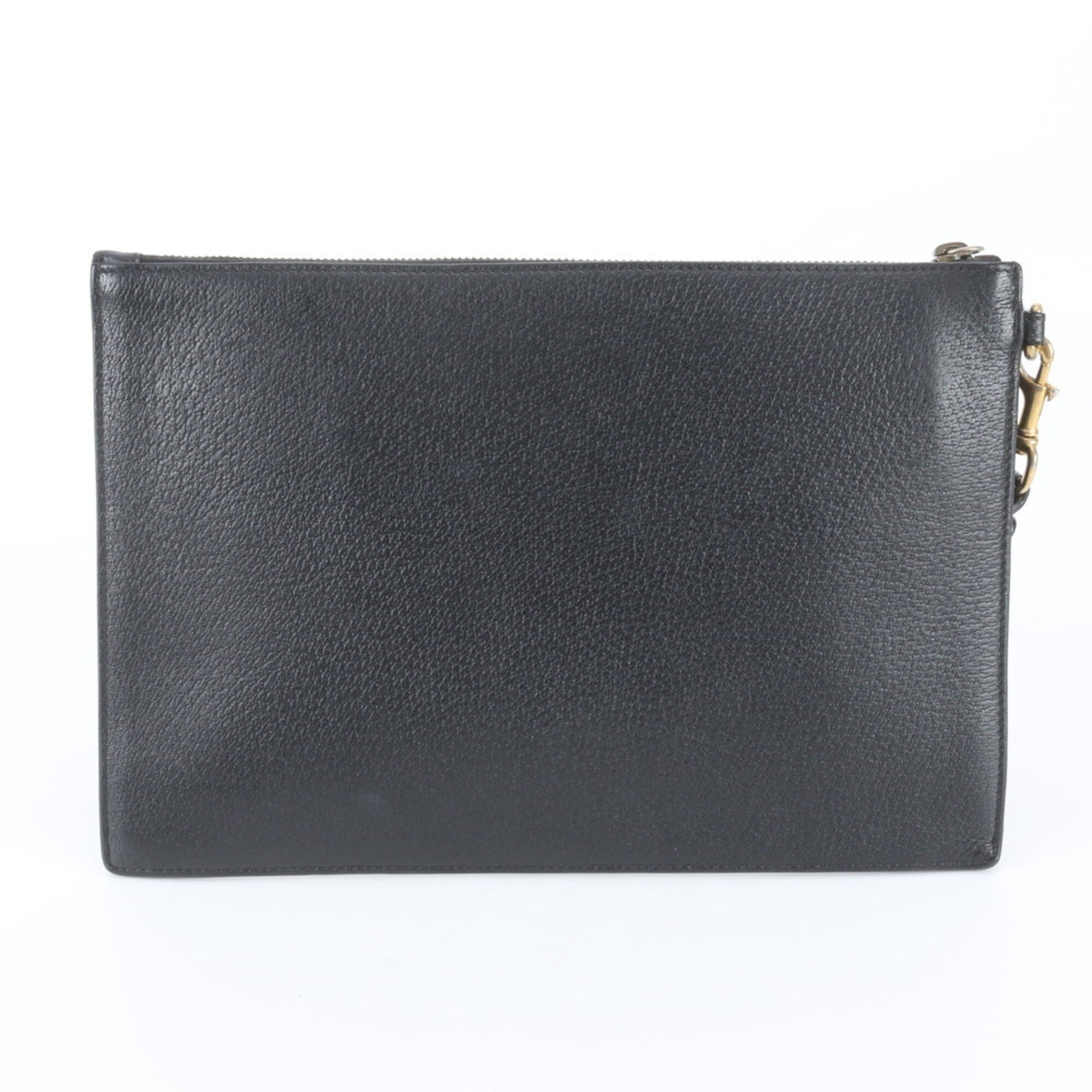 Gucci Black Leather Clutch Bag Pouch (Pre-Owned)