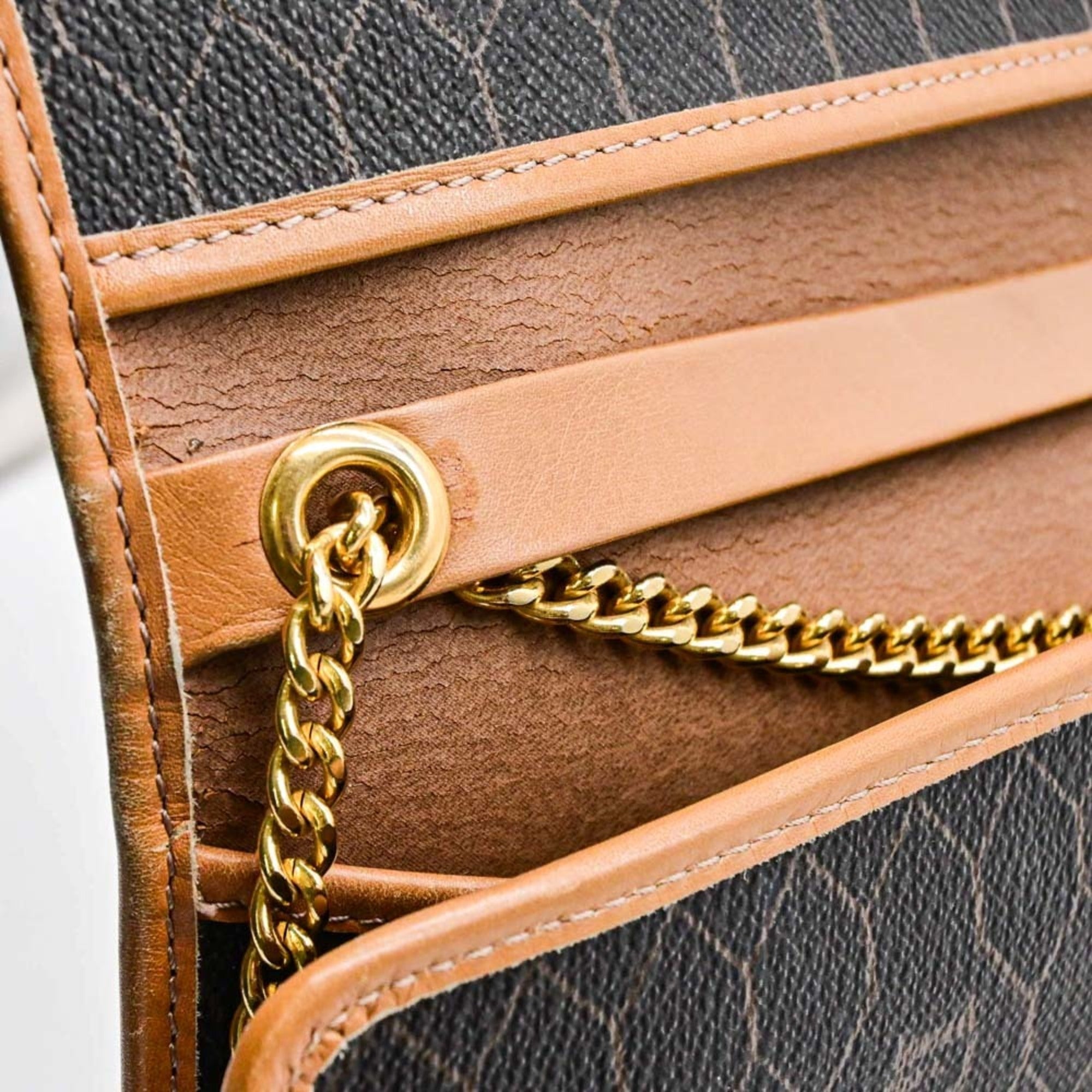 Christian Dior Dark Brown Light Brown Leather Shoulder Bag (Pre-Owned)