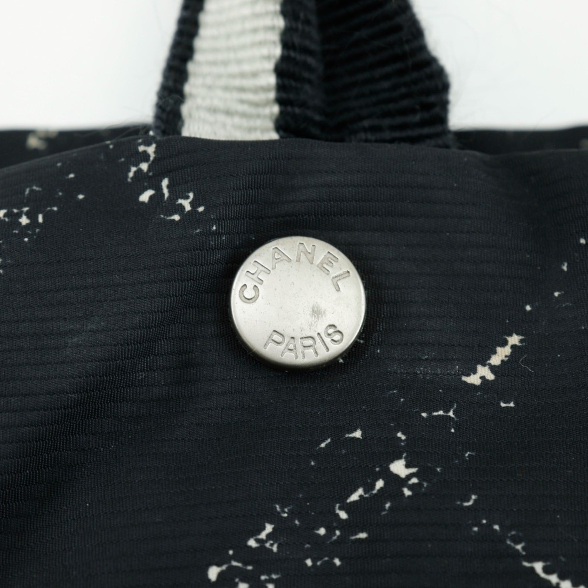 Chanel Travel Line Black Nylon Canvas Tote Bag Weekend Bag (Pre-Owned)